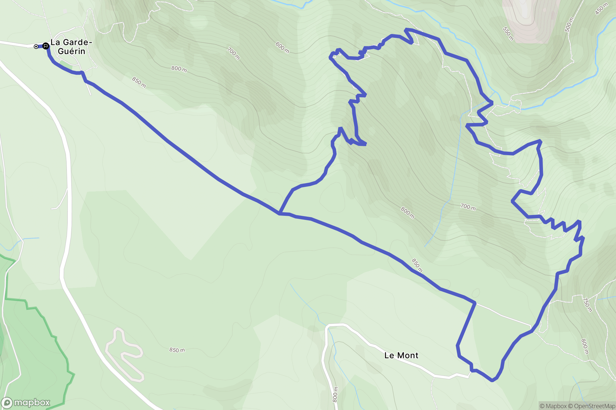 Prévenchères : carte du parcours de randonnée - France
