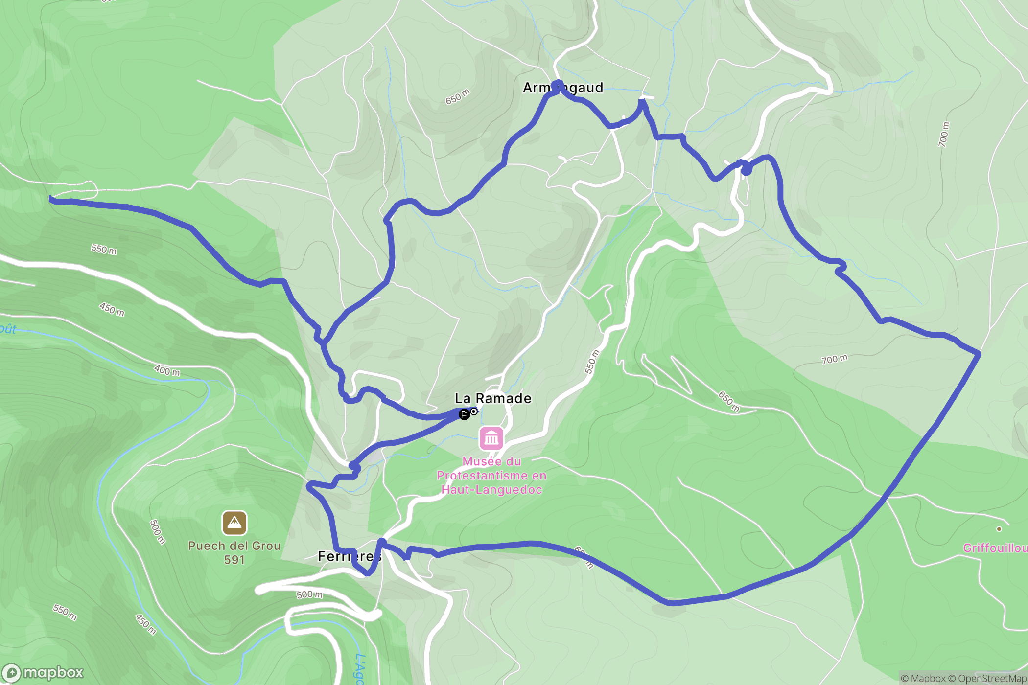 Fontrieu : carte du parcours de randonnée - France