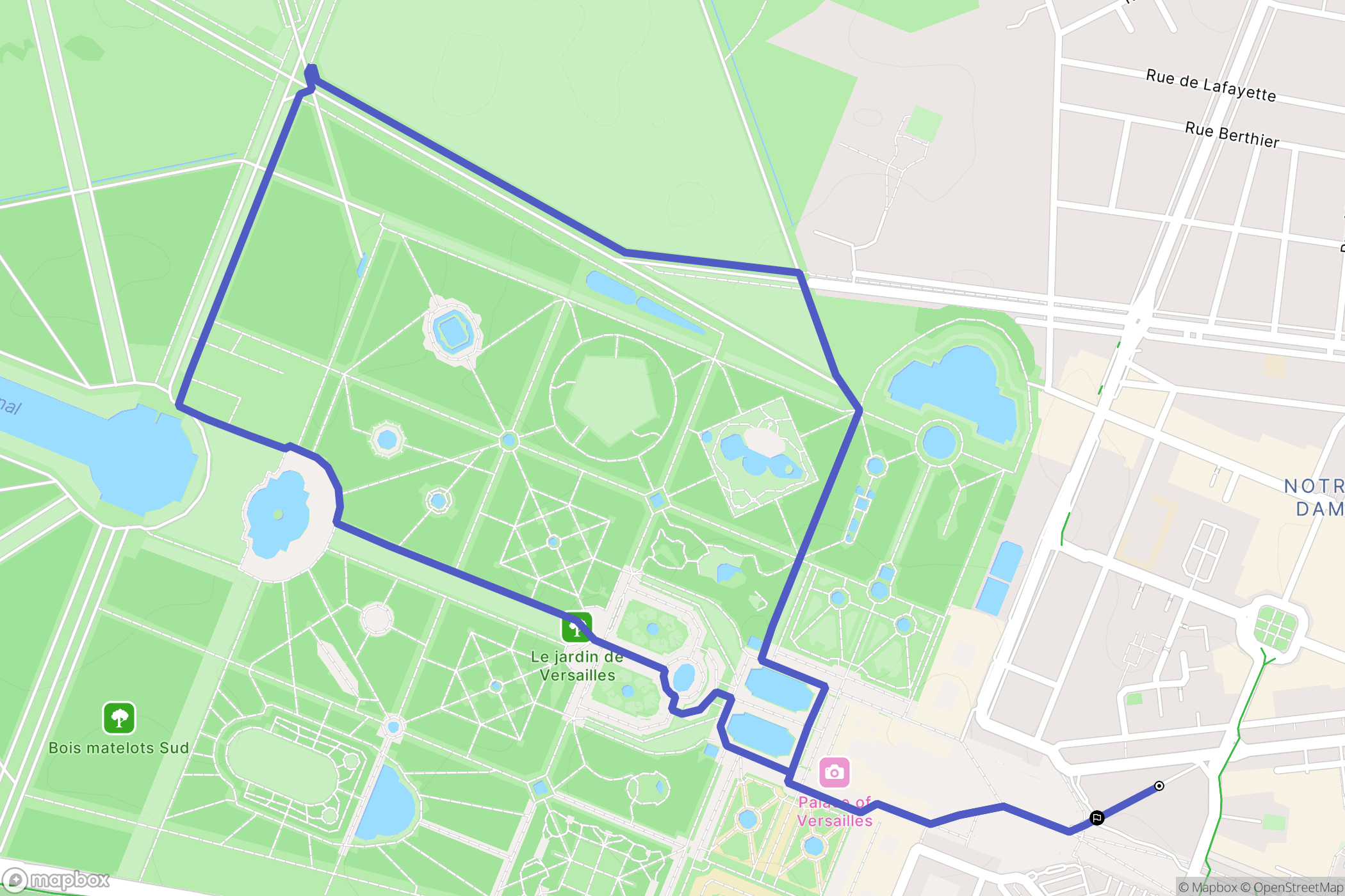 Versailles : carte du parcours de randonnée - France