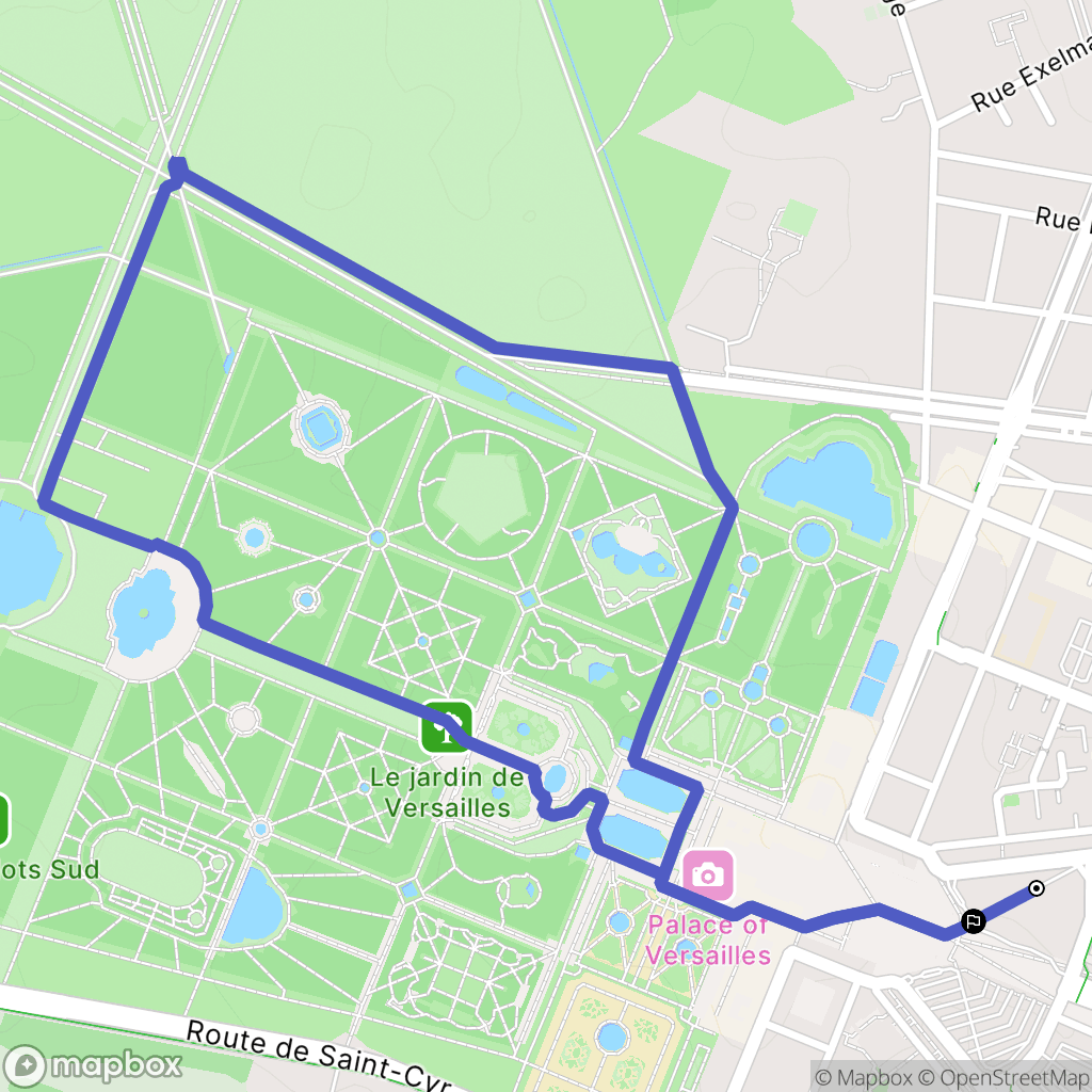 Versailles : carte du parcours de randonnée - France