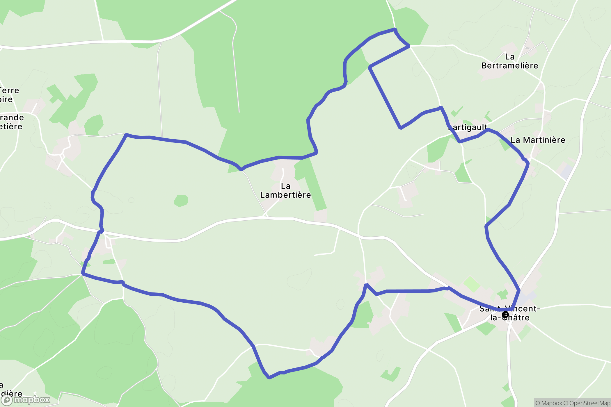 Saint-Vincent-la-Châtre : carte du parcours de randonnée - France