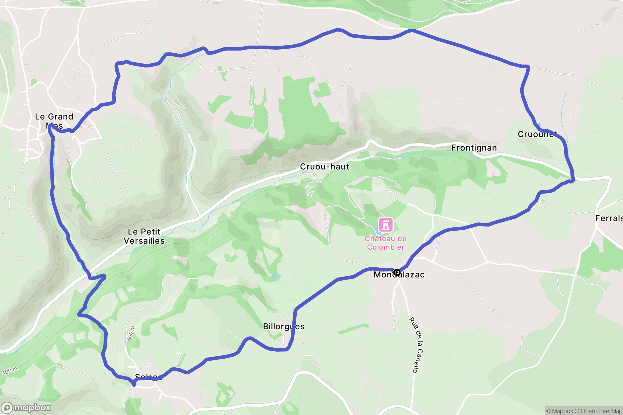 Salles-la-Source : carte du parcours de randonnée - France