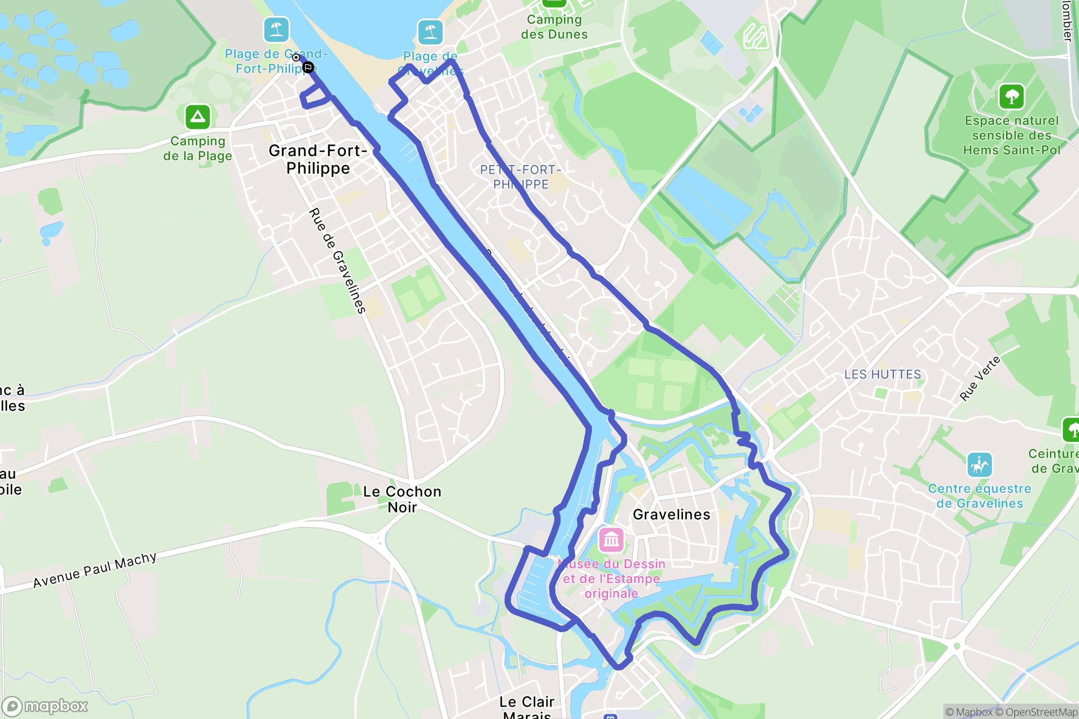 Grand-Fort-Philippe : carte du parcours de randonnée - France