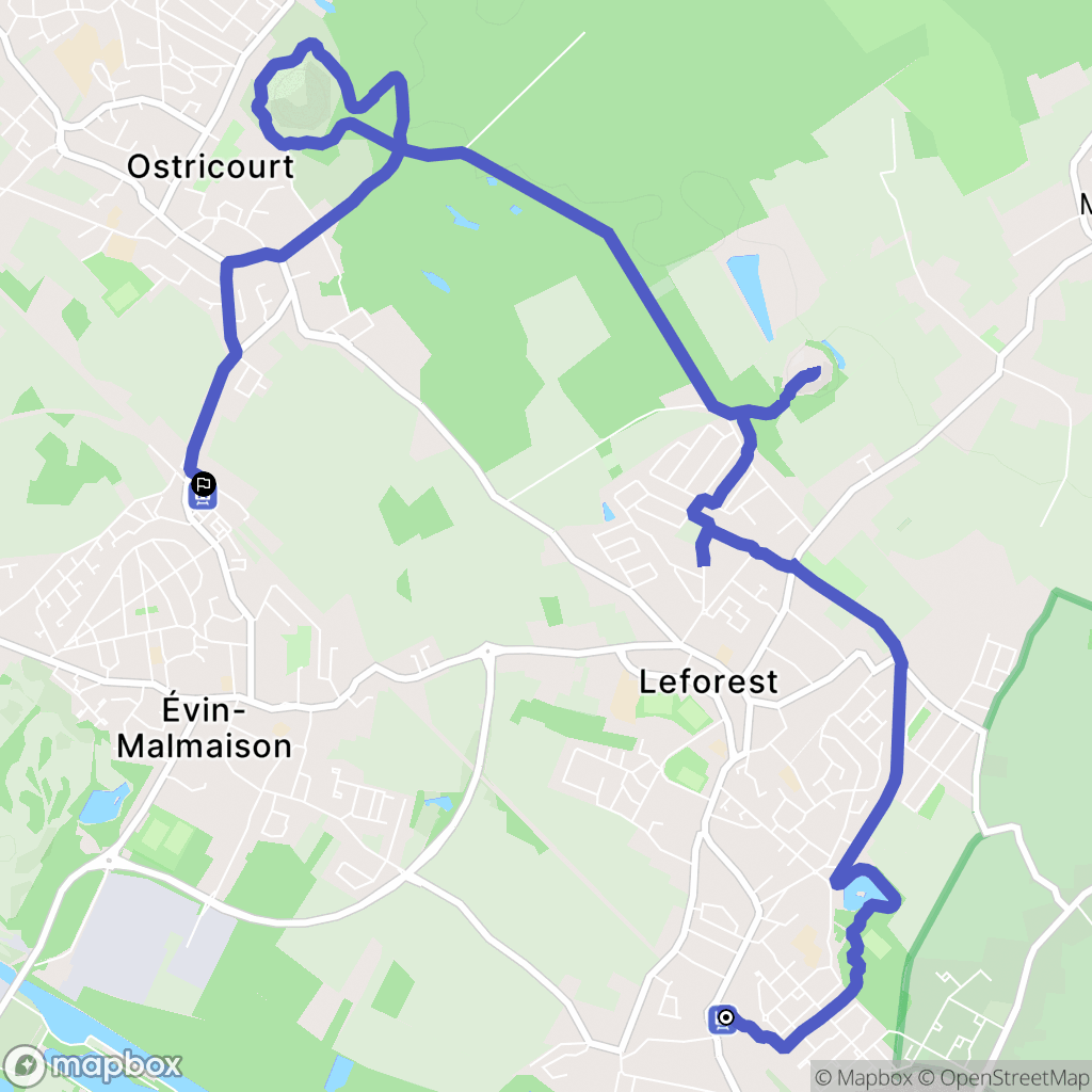 Leforest : carte du parcours de randonnée - France