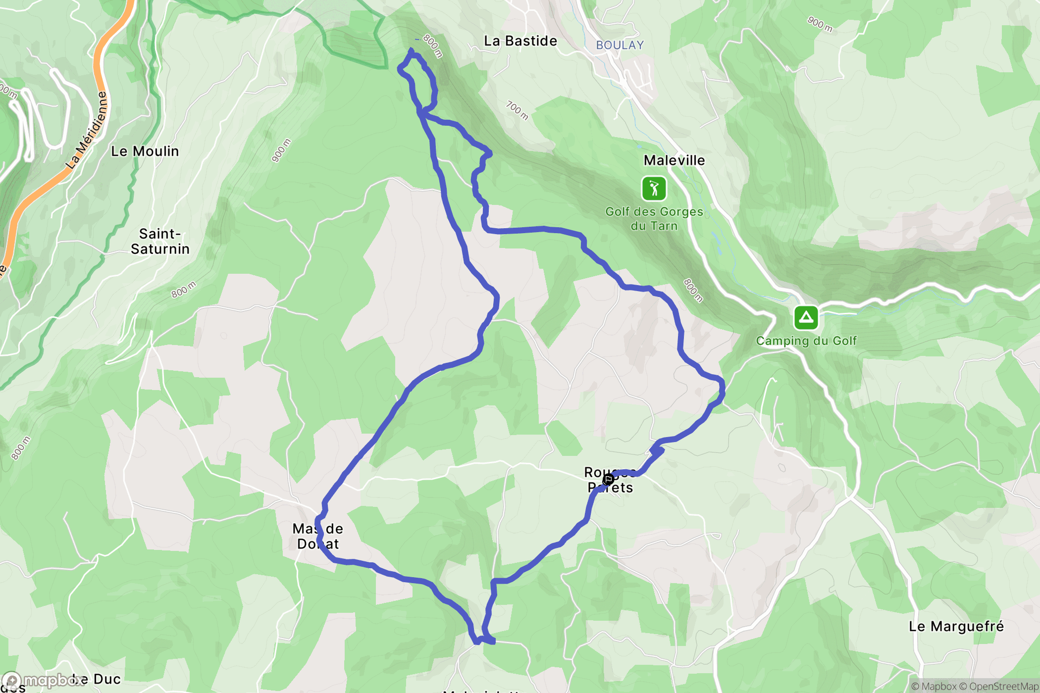 La Canourgue : carte du parcours de randonnée - France