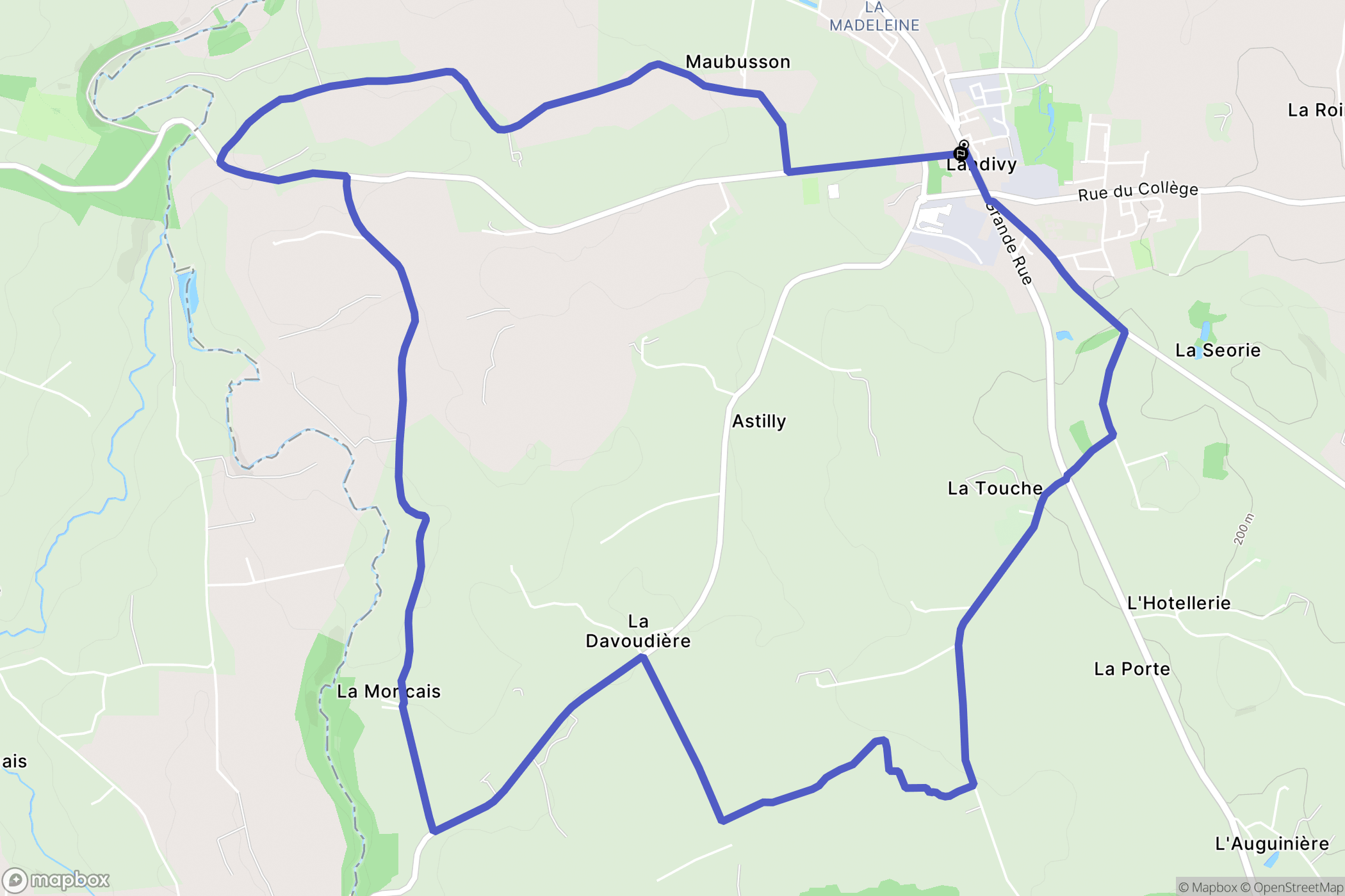 Landivy : carte du parcours de randonnée - France