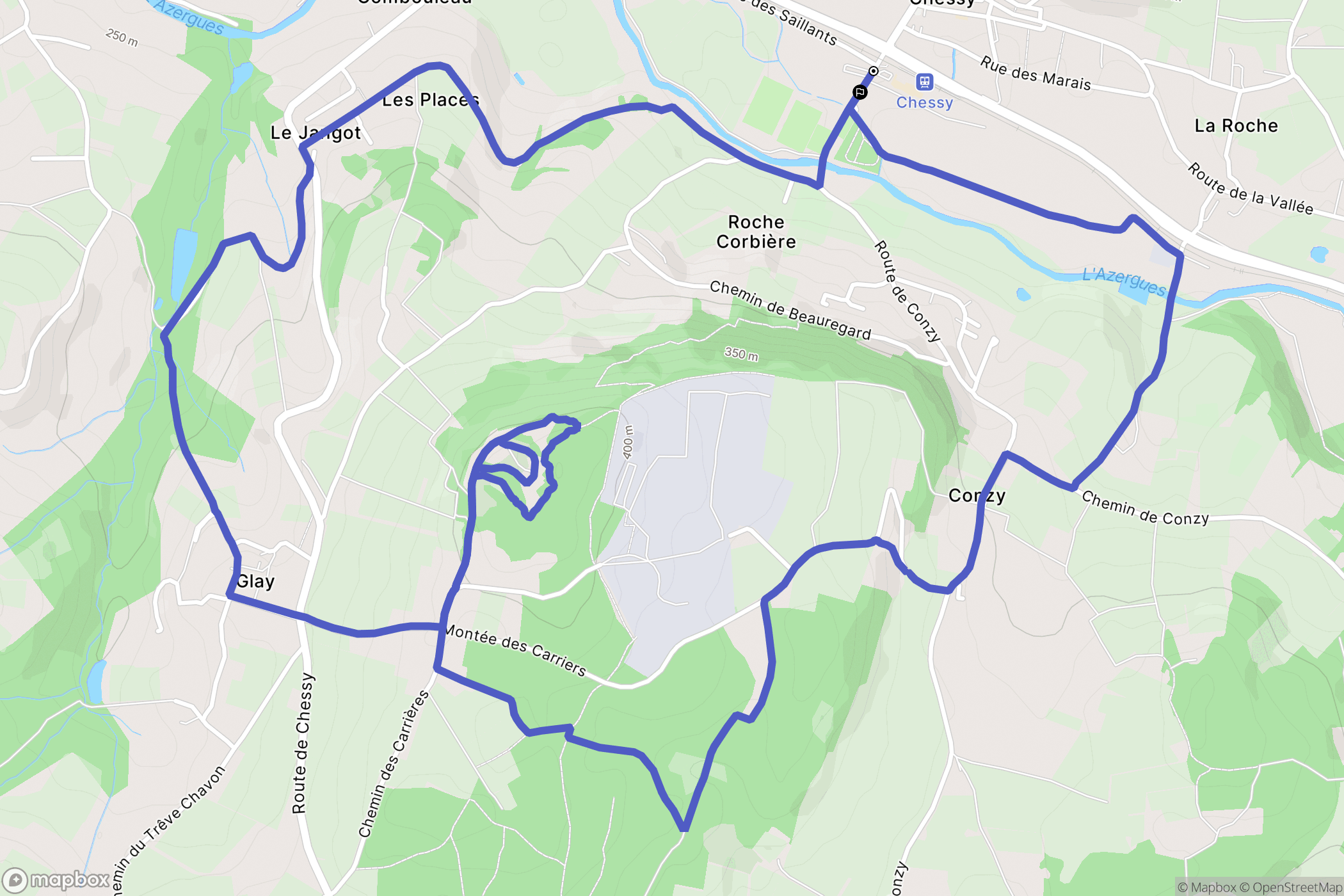 Chessy : carte du parcours de randonnée - France