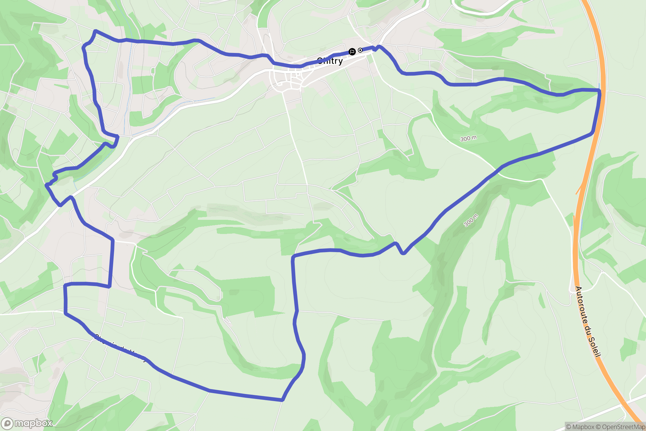 Chitry : carte du parcours de randonnée - France