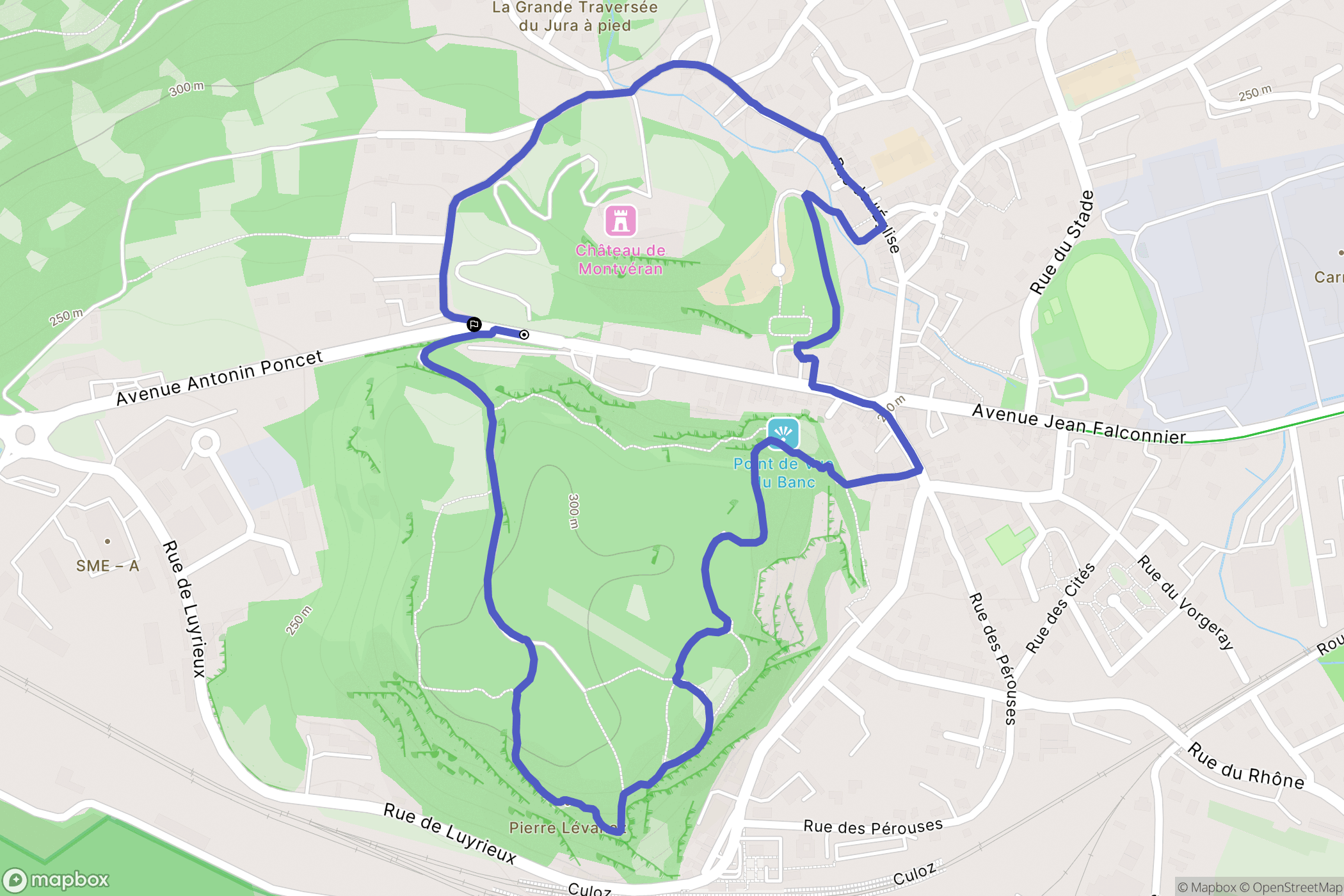 Culoz : carte du parcours de randonnée - France