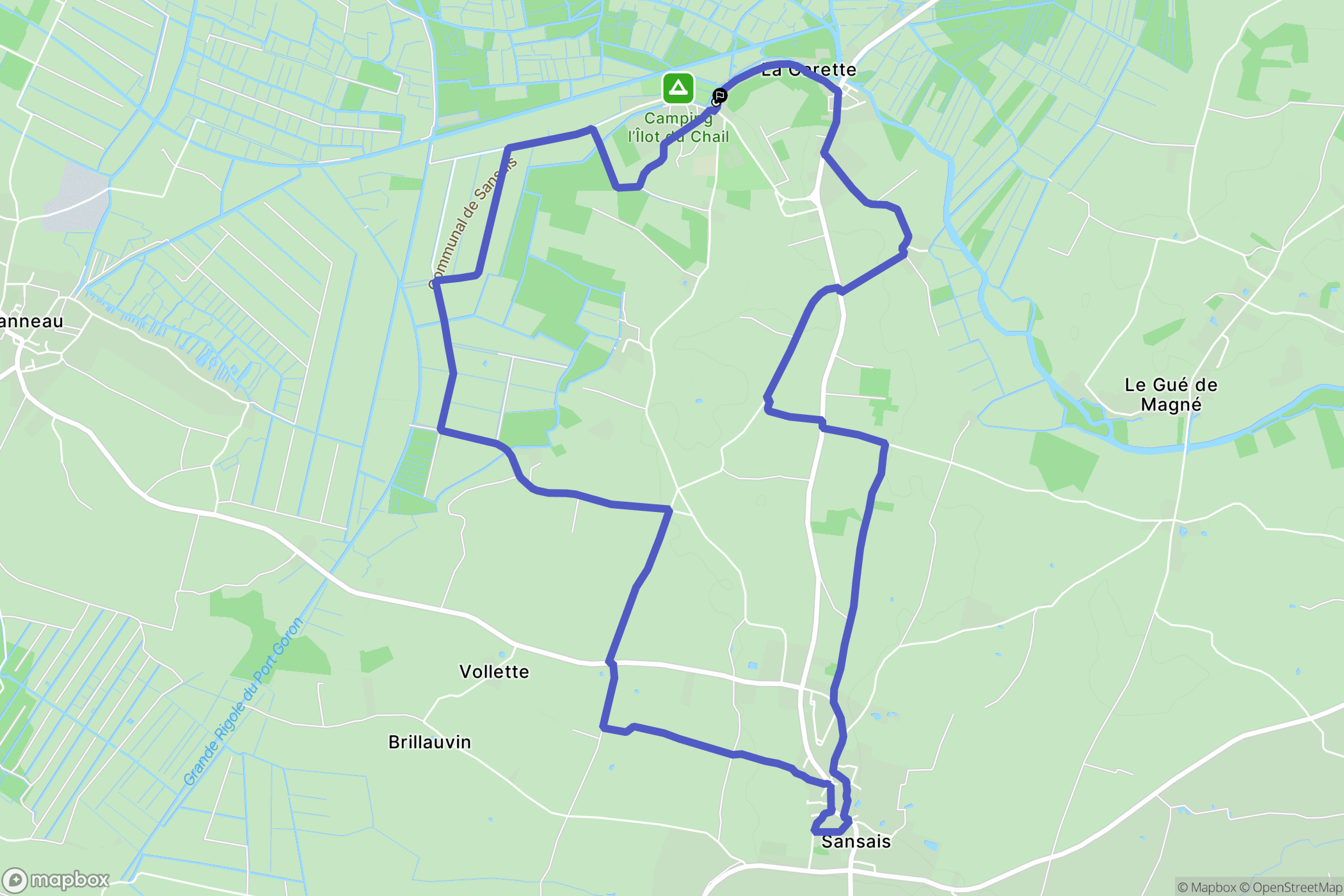 Sansais : carte du parcours de randonnée - France