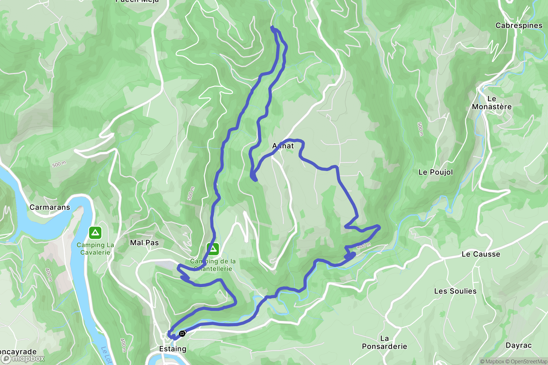 Estaing : carte du parcours de randonnée - France