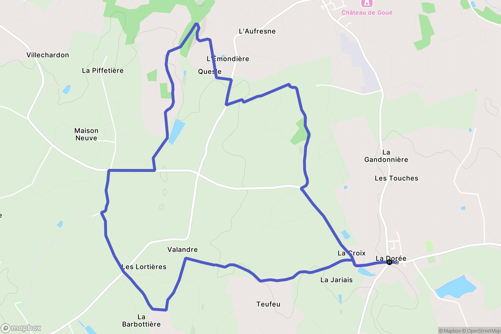 La Dorée : carte du parcours de randonnée - France