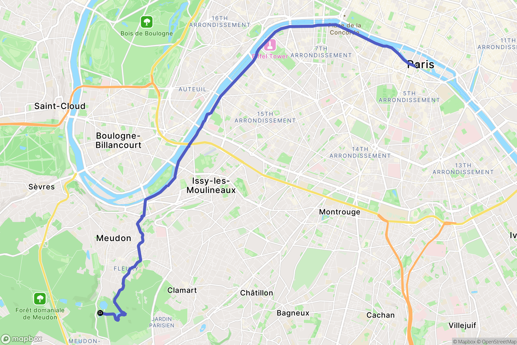 Paris : carte du parcours de randonnée - France