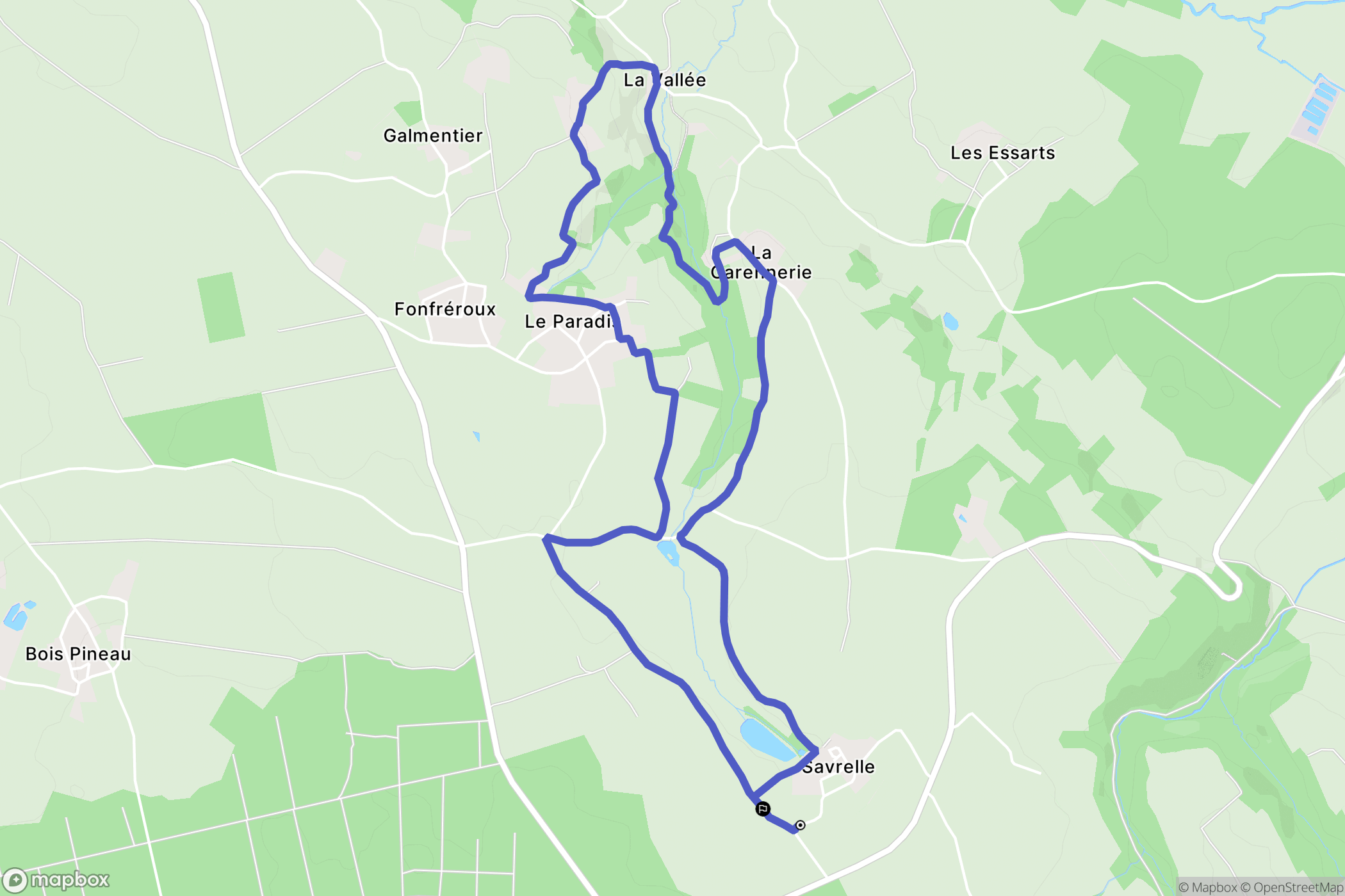 Souvigne : carte du parcours de randonnée - France