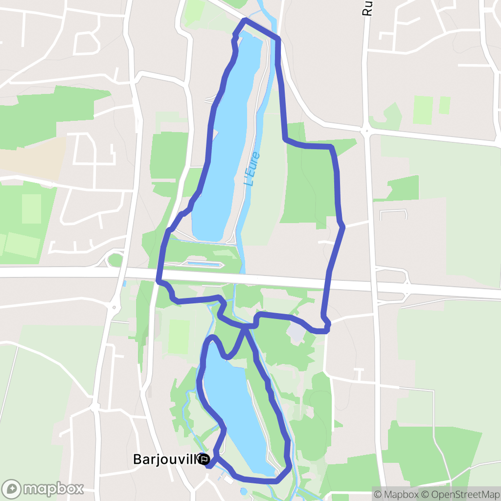 Barjouville : carte du parcours de randonnée - France