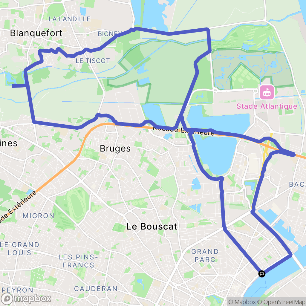 Bordeaux : carte du parcours de randonnée - France