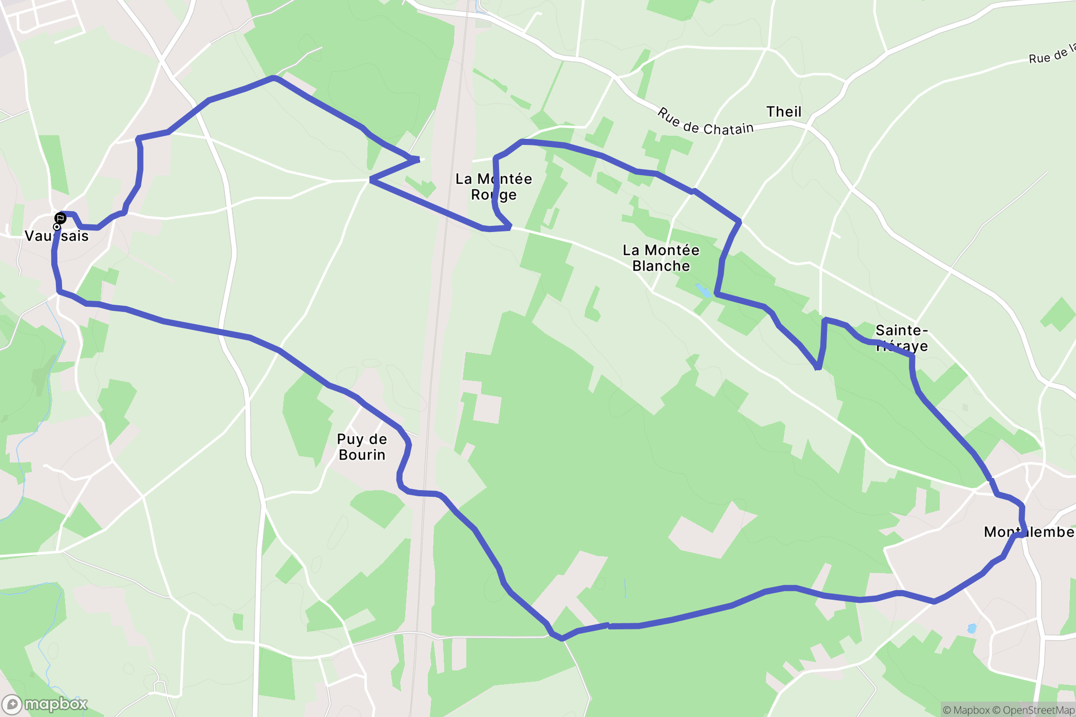 Sauzé-Vaussais : carte du parcours de randonnée - France