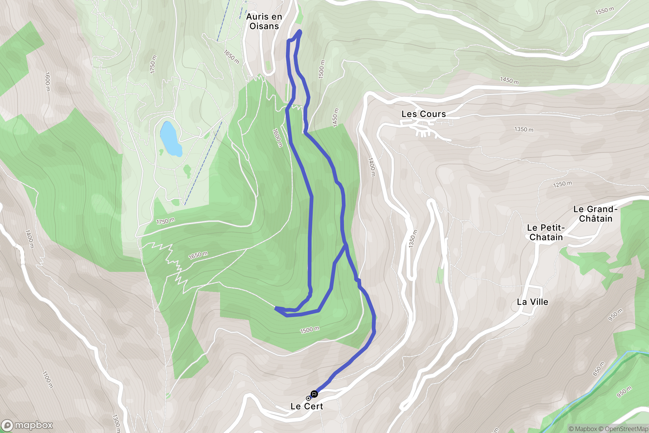 Auris : carte du parcours de randonnée - France