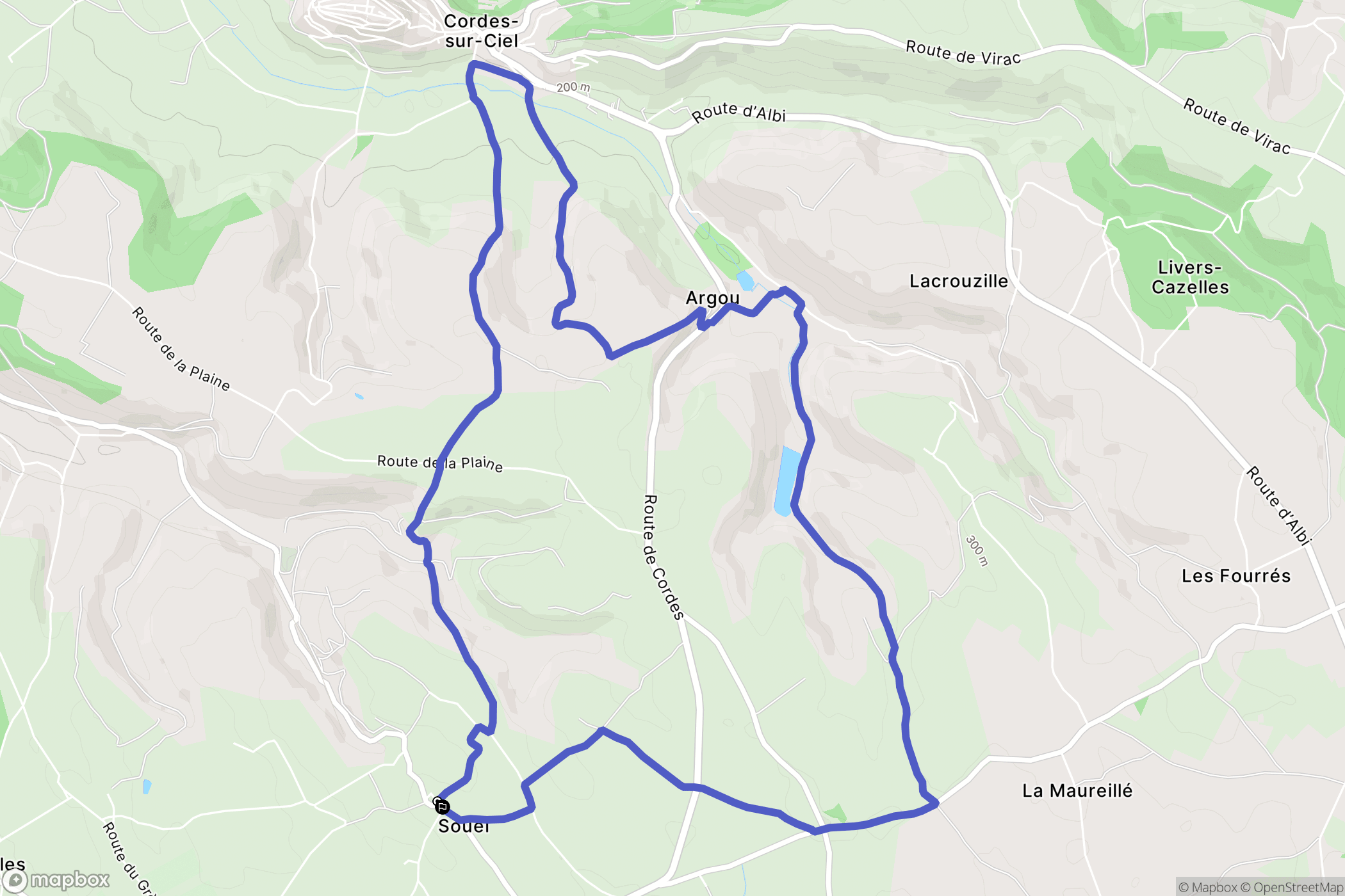 Souel : carte du parcours de randonnée - France