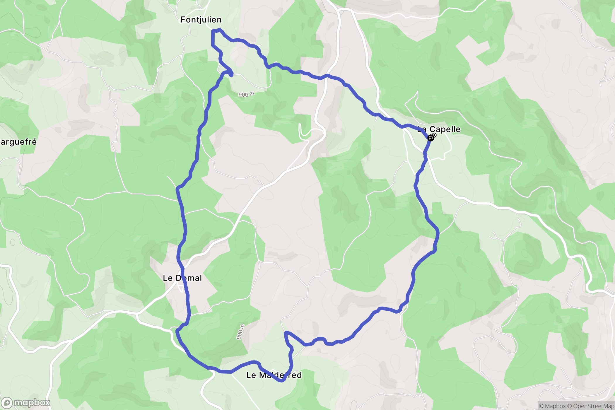 La Canourgue : carte du parcours de randonnée - France