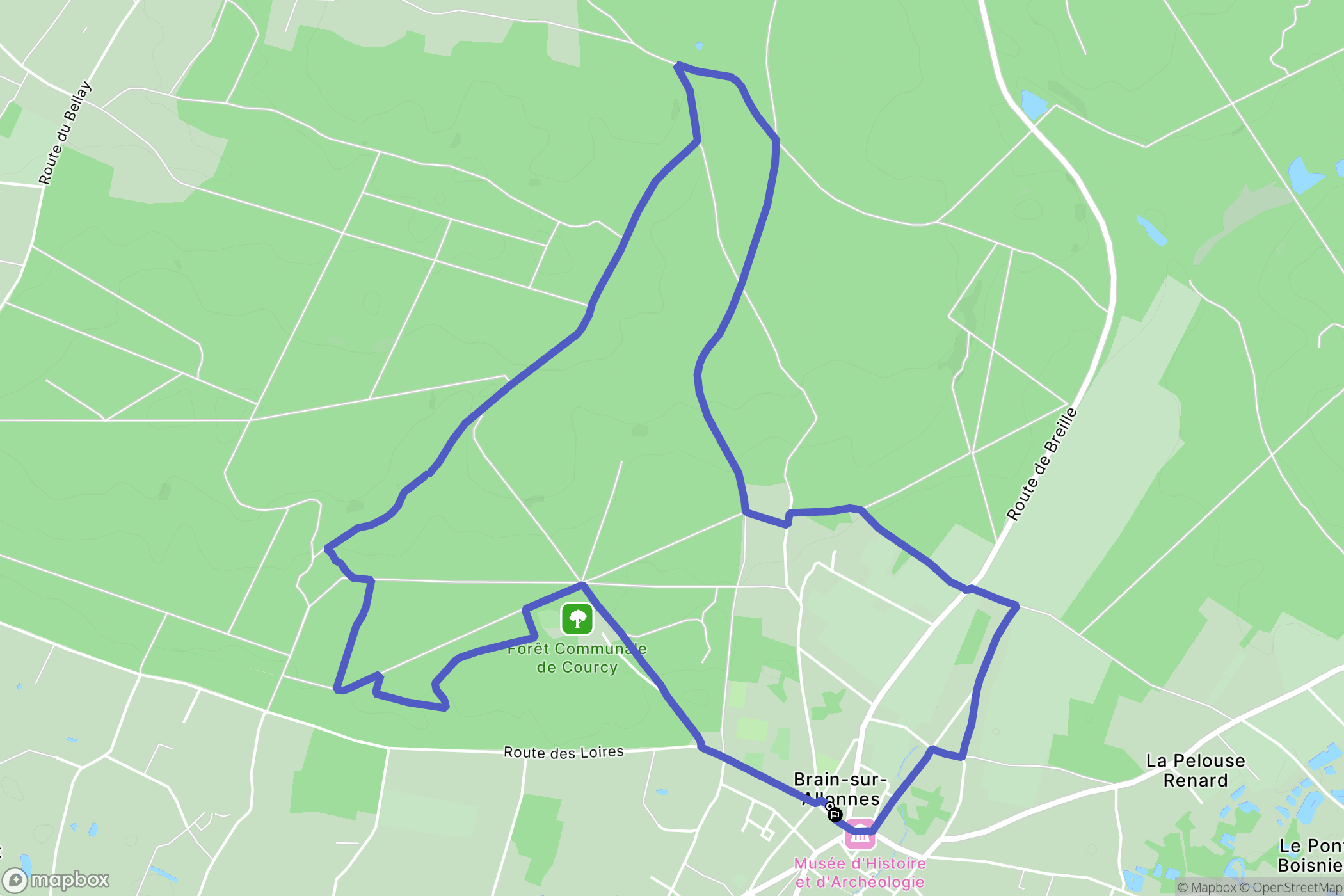 Brain-sur-Allonnes : carte du parcours de randonnée - France