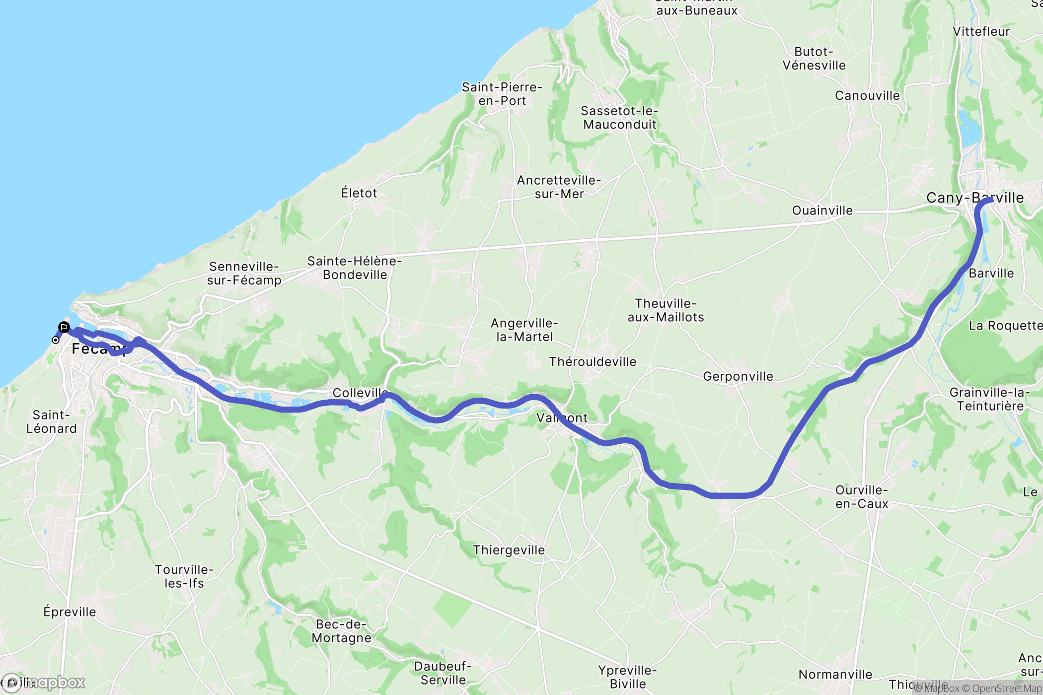 Fécamp : carte du parcours de randonnée - France