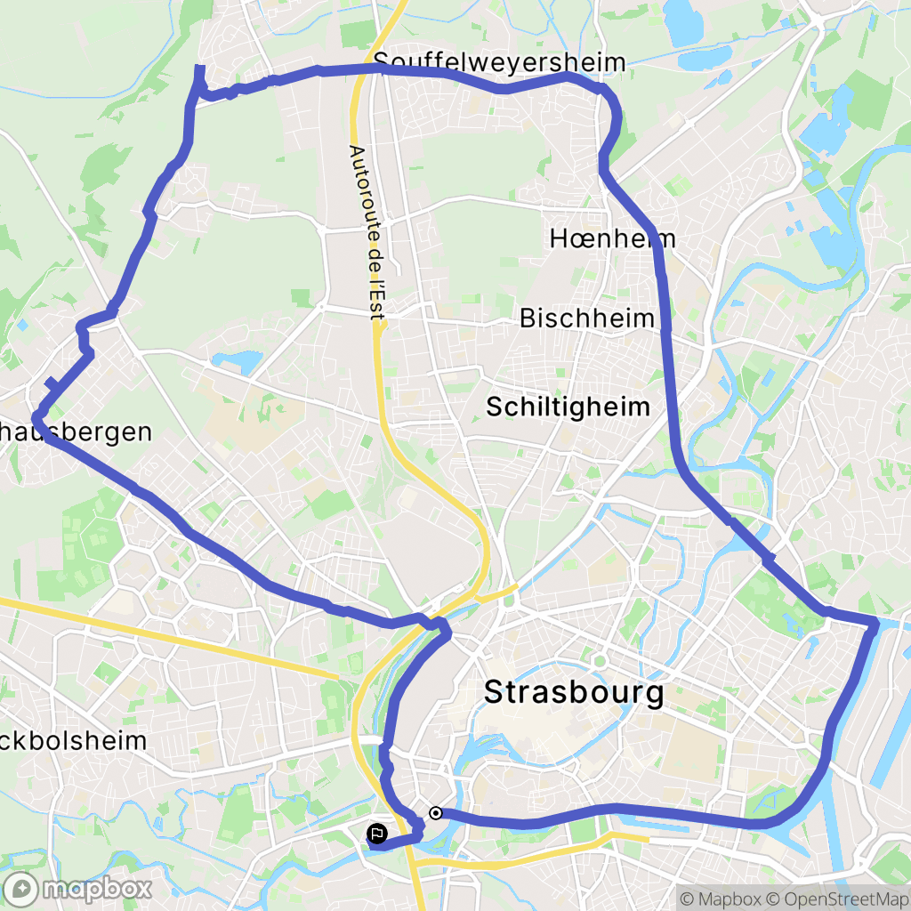Strasbourg : carte du parcours de randonnée - France