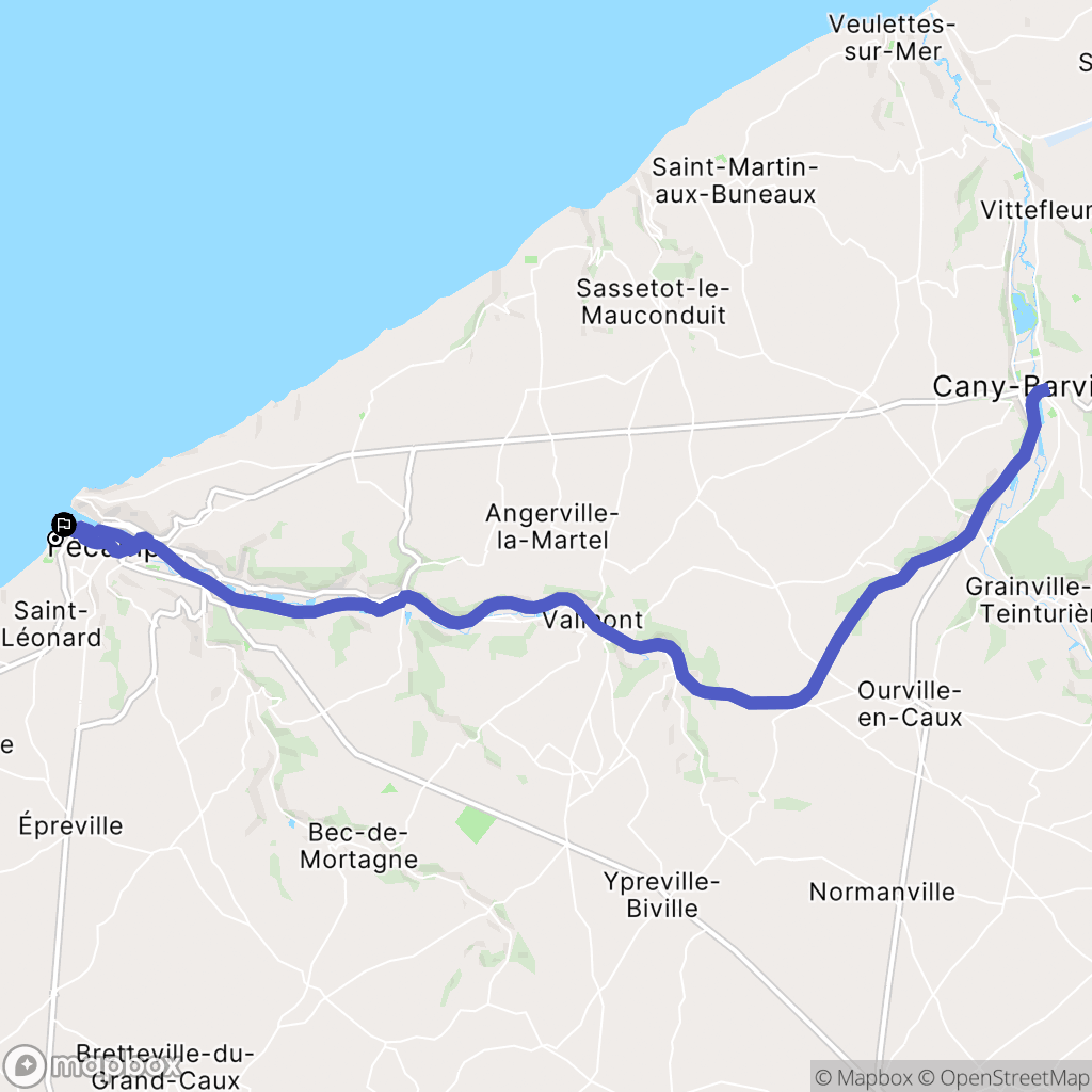 Fécamp : carte du parcours de randonnée - France