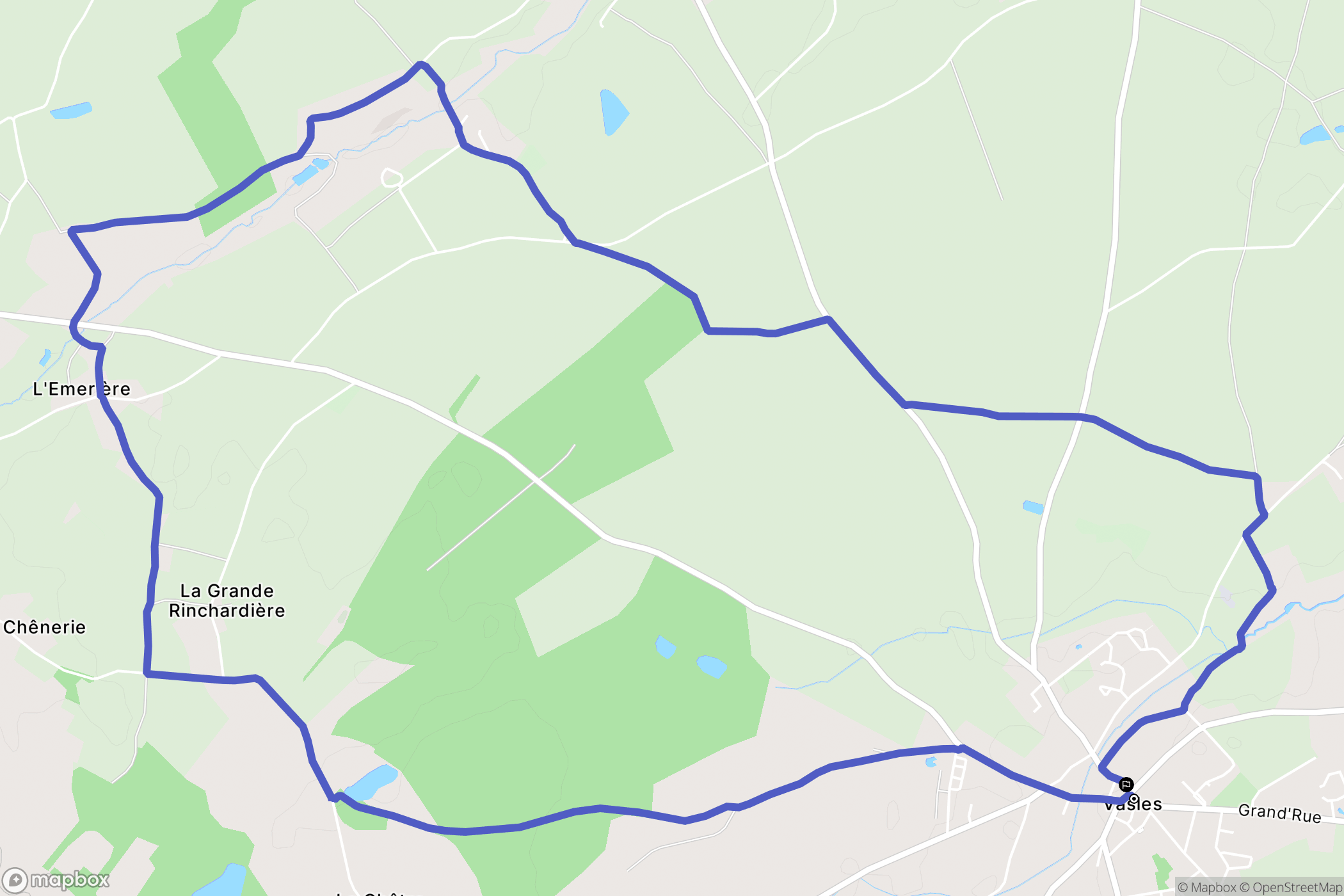 Vasles : carte du parcours de randonnée - France