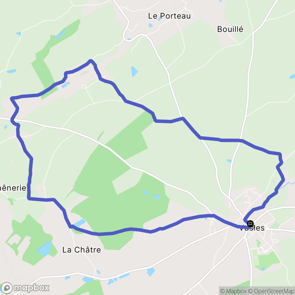 Vasles : carte du parcours de randonnée - France