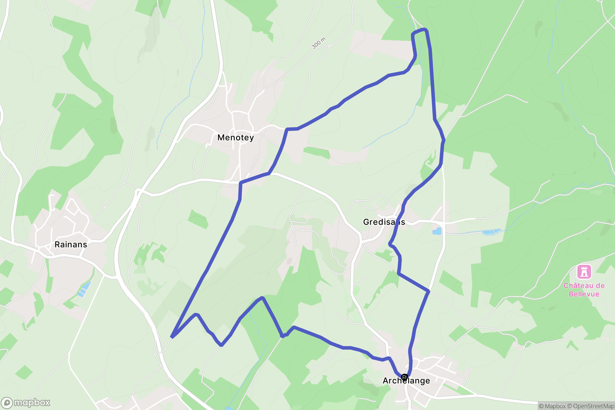 Archelange : carte du parcours de randonnée - France