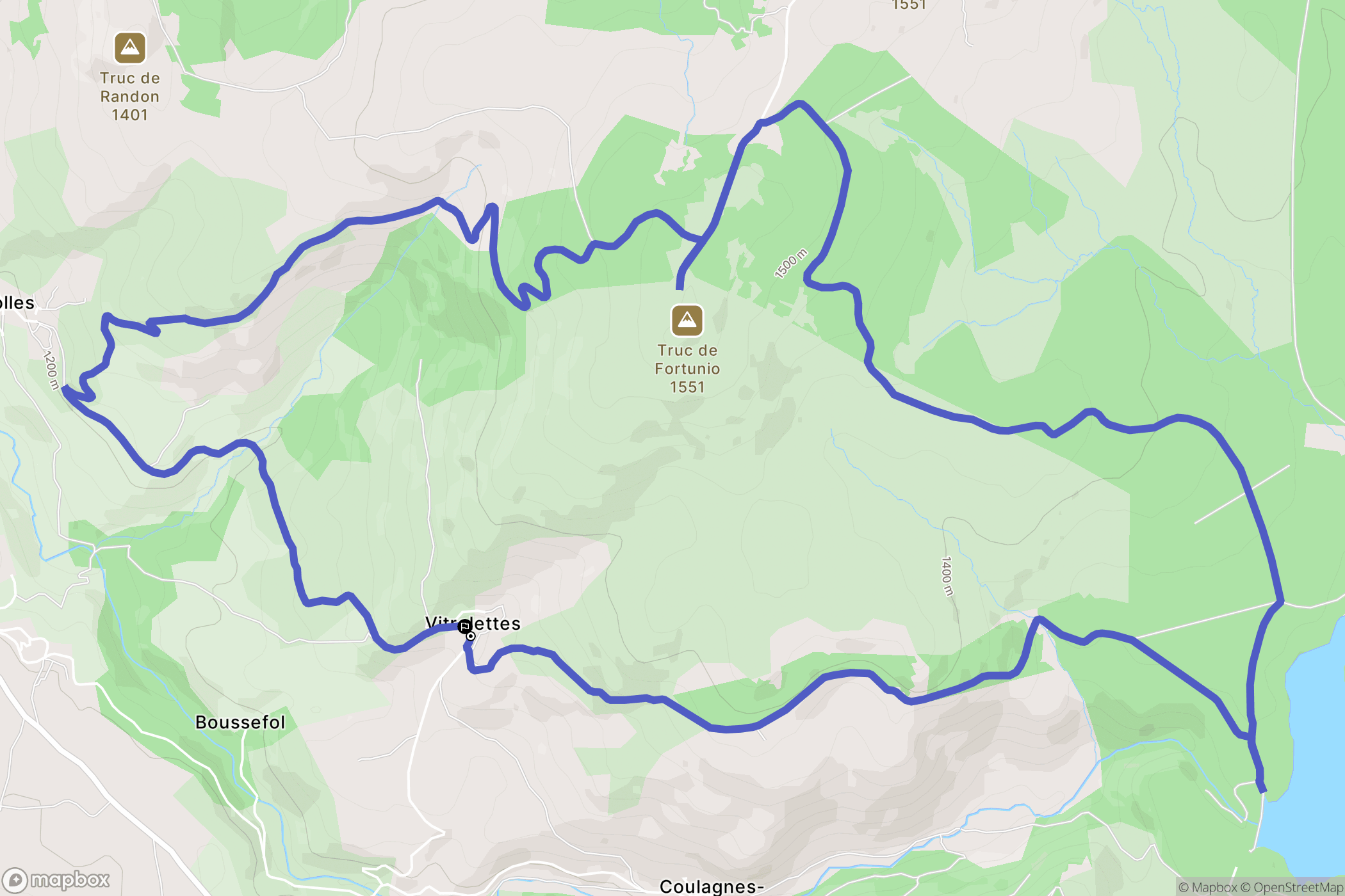 Monts-de-Randon : carte du parcours de randonnée - France