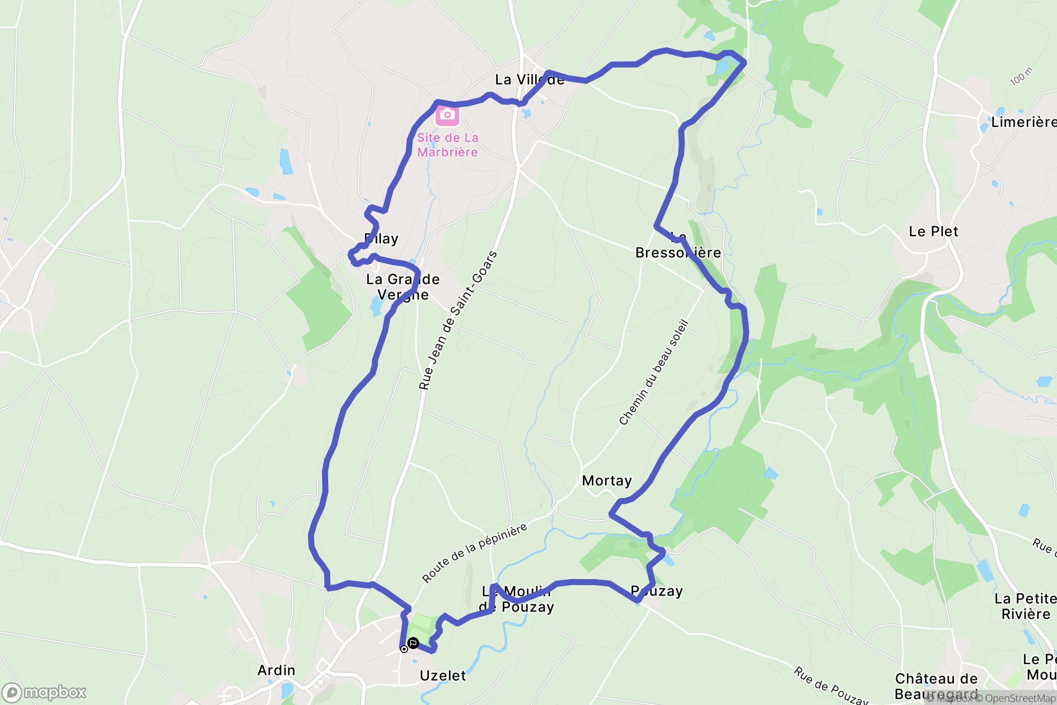 Ardin : carte du parcours de randonnée - France
