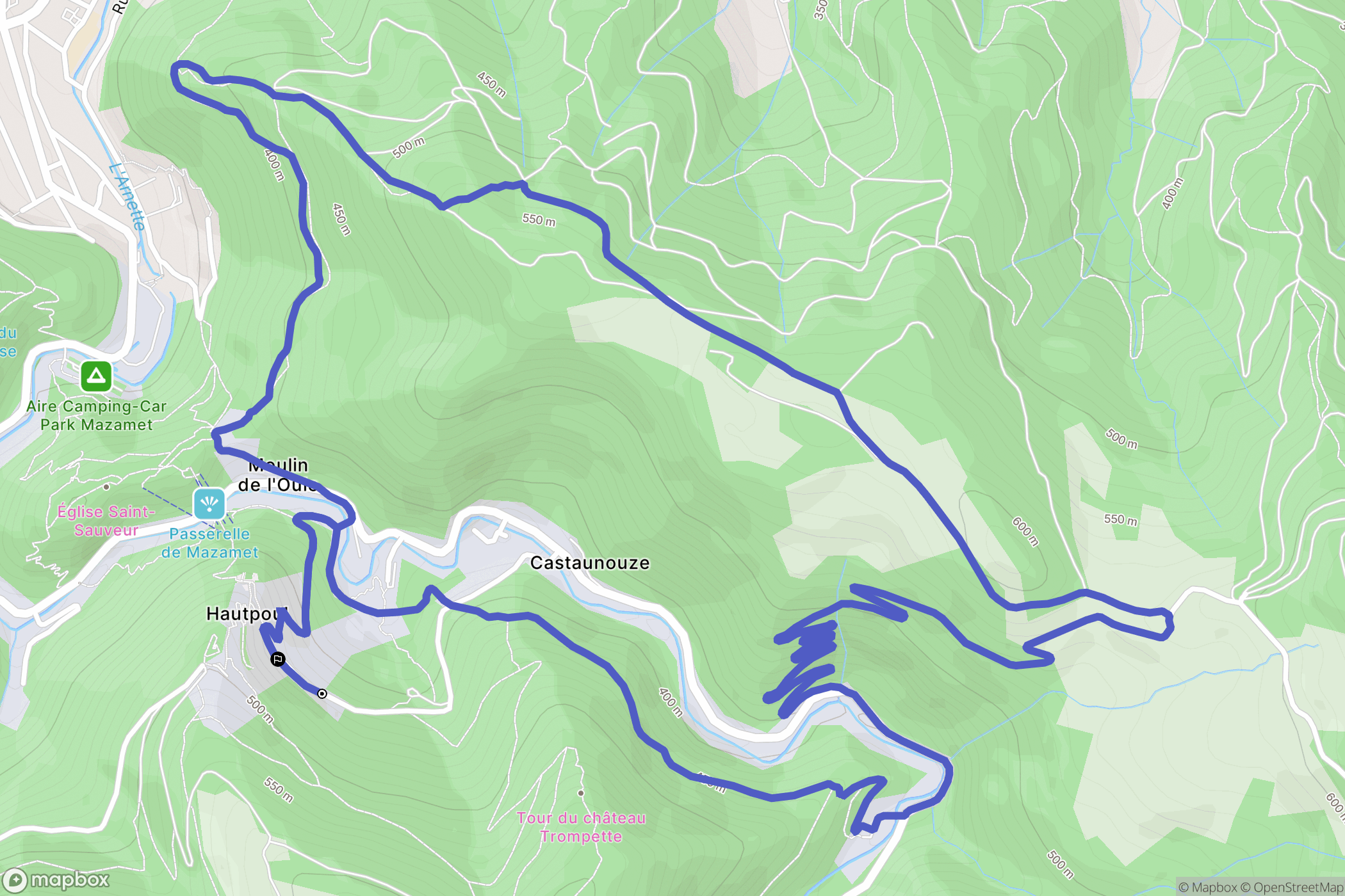Mazamet : carte du parcours de randonnée - France
