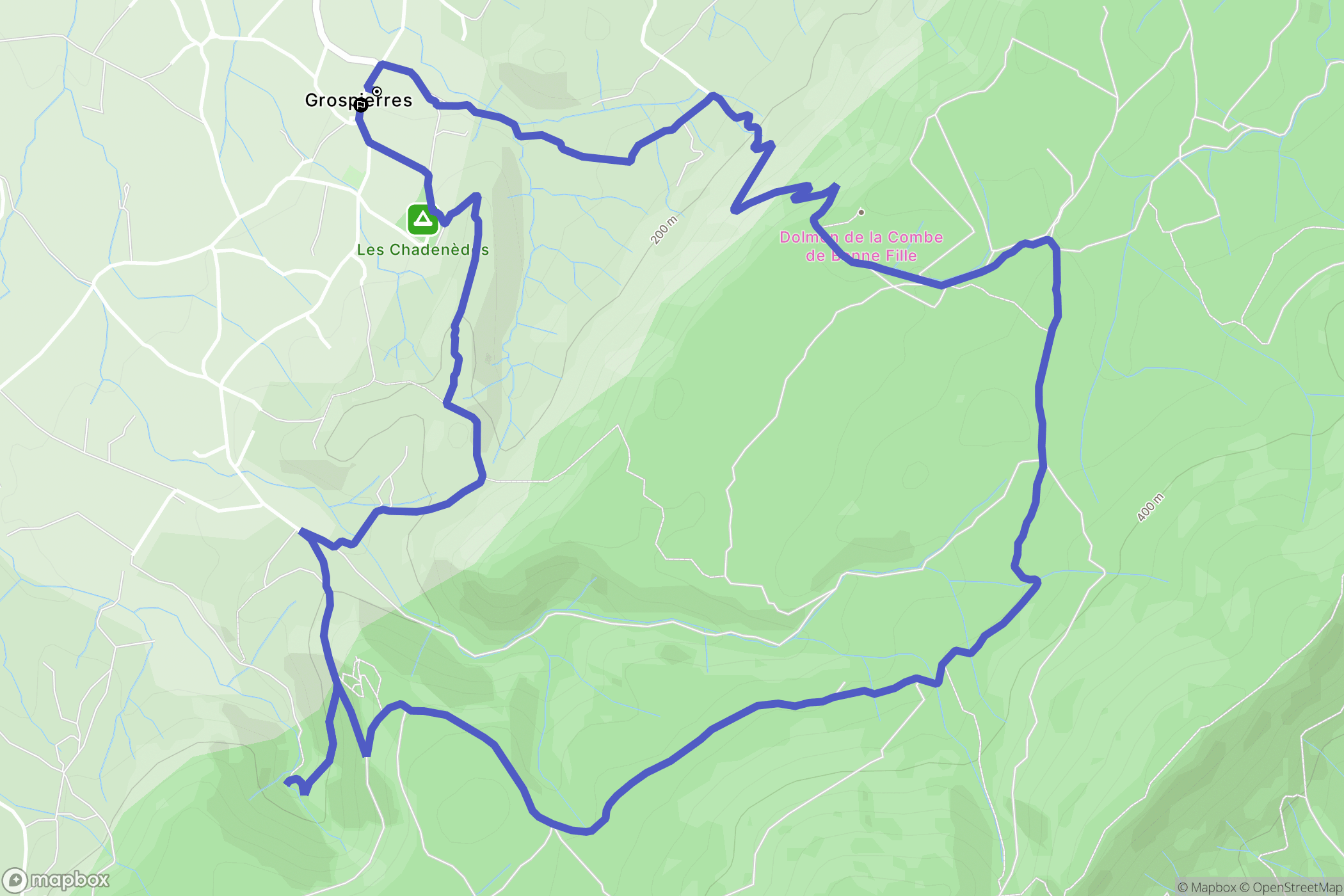 Grospierres : carte du parcours de randonnée - France