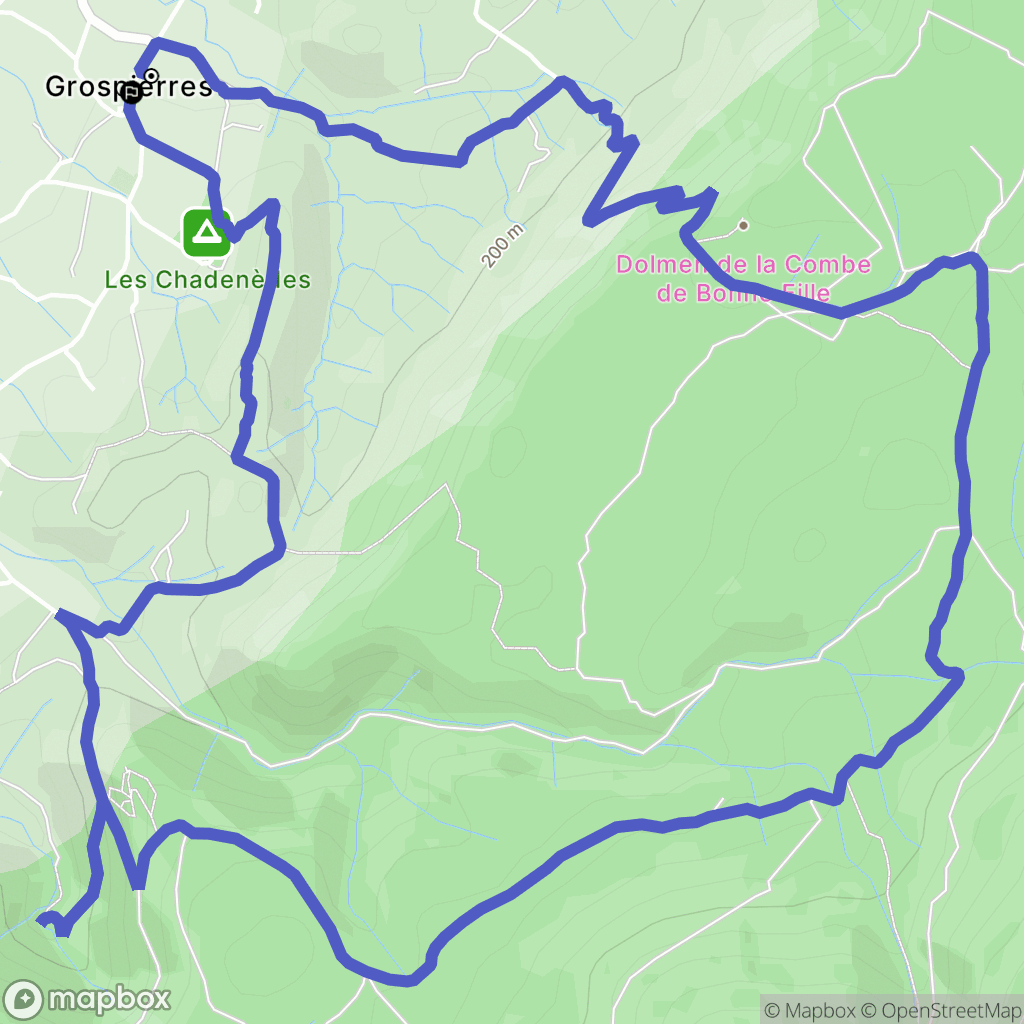 Grospierres : carte du parcours de randonnée - France