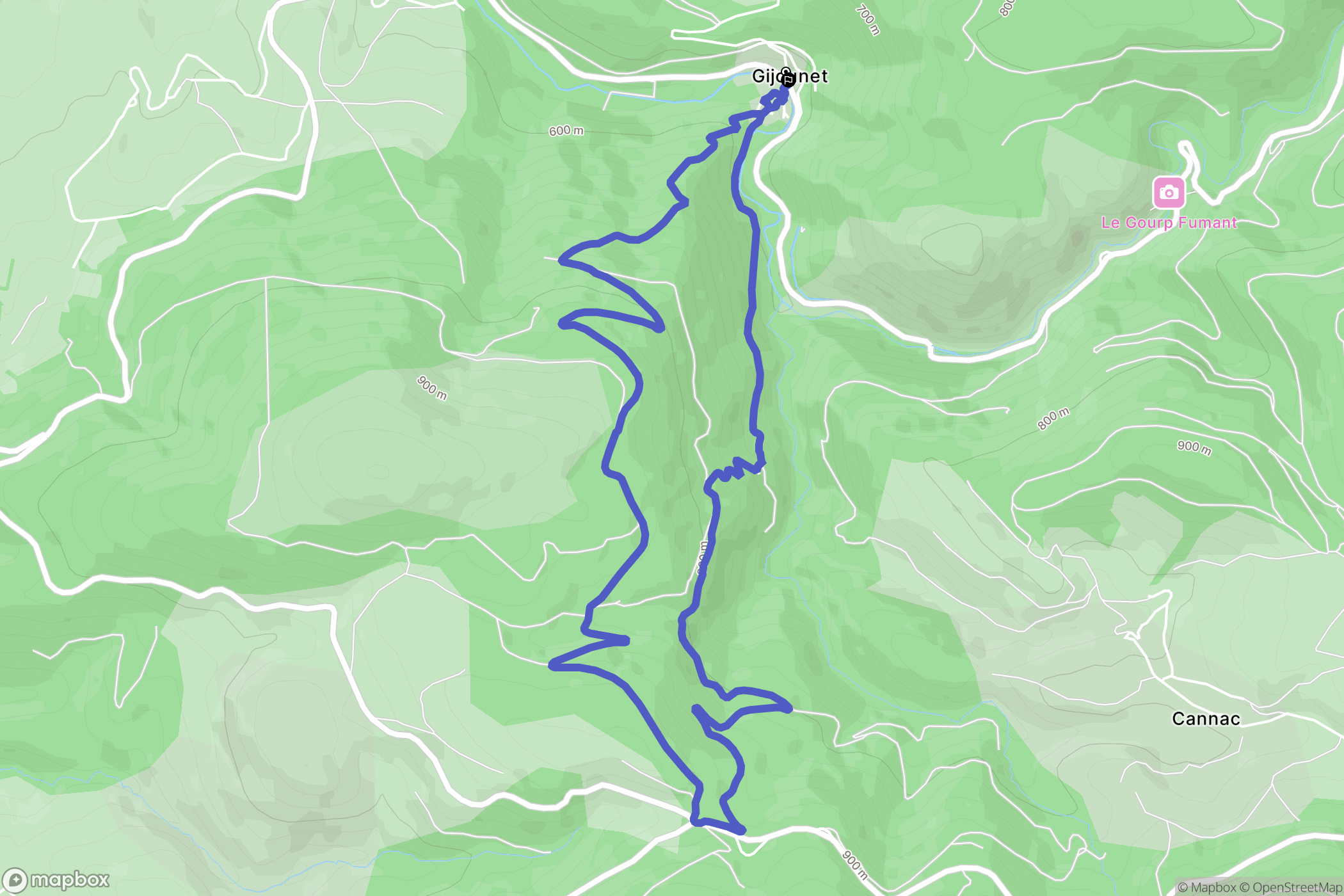 Gijounet : carte du parcours de randonnée - France