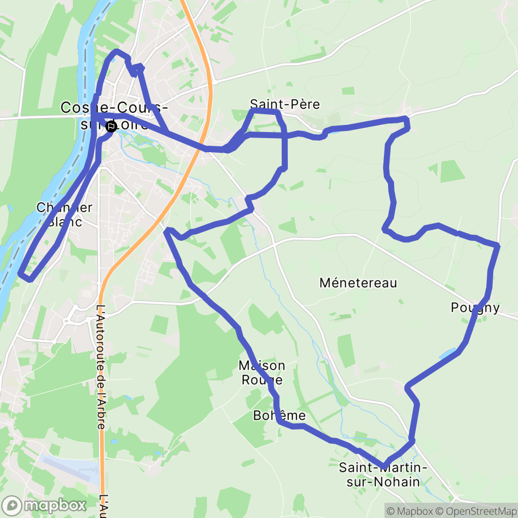 Cosne-Cours-sur-Loire : carte du parcours de randonnée - France