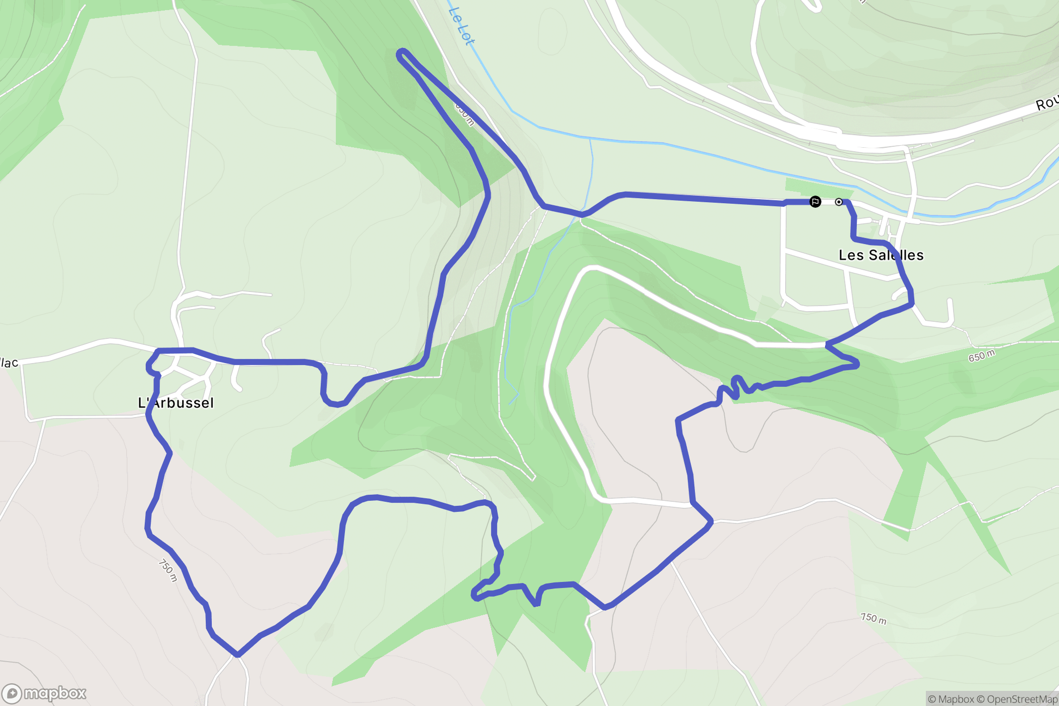 Les Salelles : carte du parcours de randonnée - France