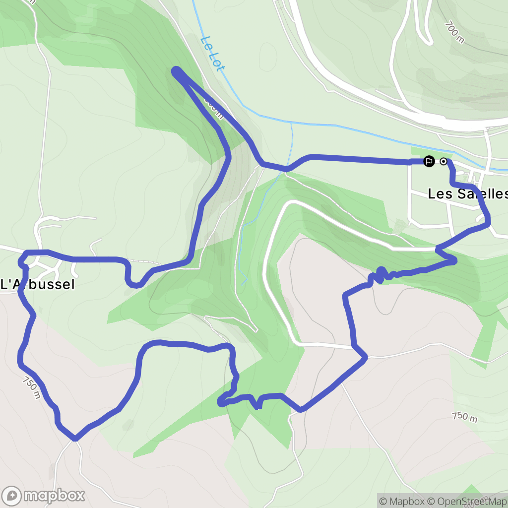 Les Salelles : carte du parcours de randonnée - France