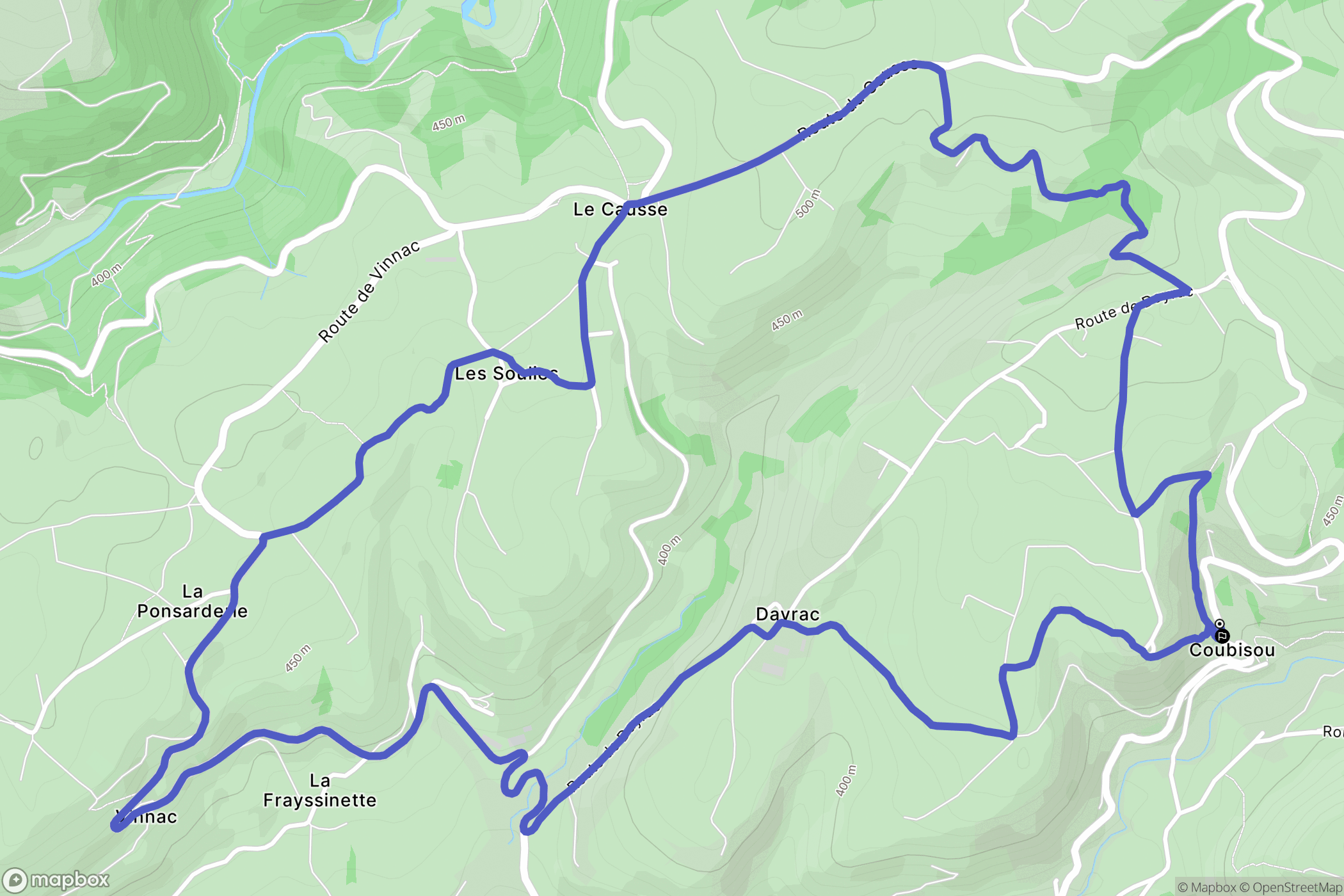 Coubisou : carte du parcours de randonnée - France
