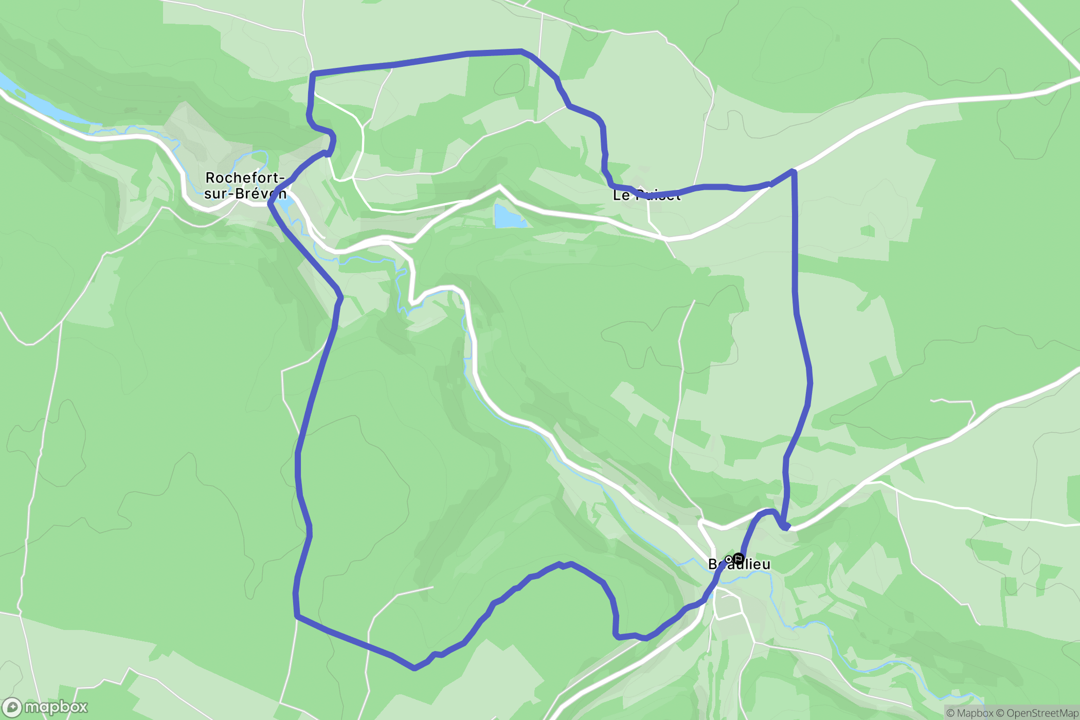 Beaulieu : carte du parcours de randonnée - France