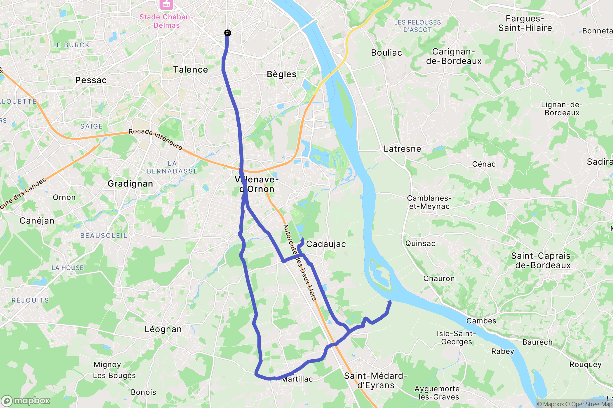 Bordeaux : carte du parcours de randonnée - France