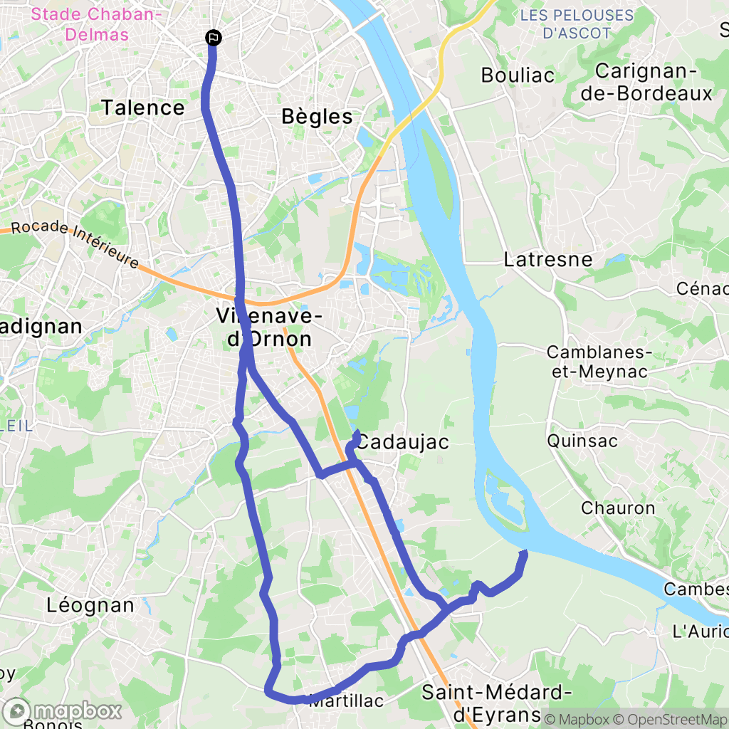 Bordeaux : carte du parcours de randonnée - France