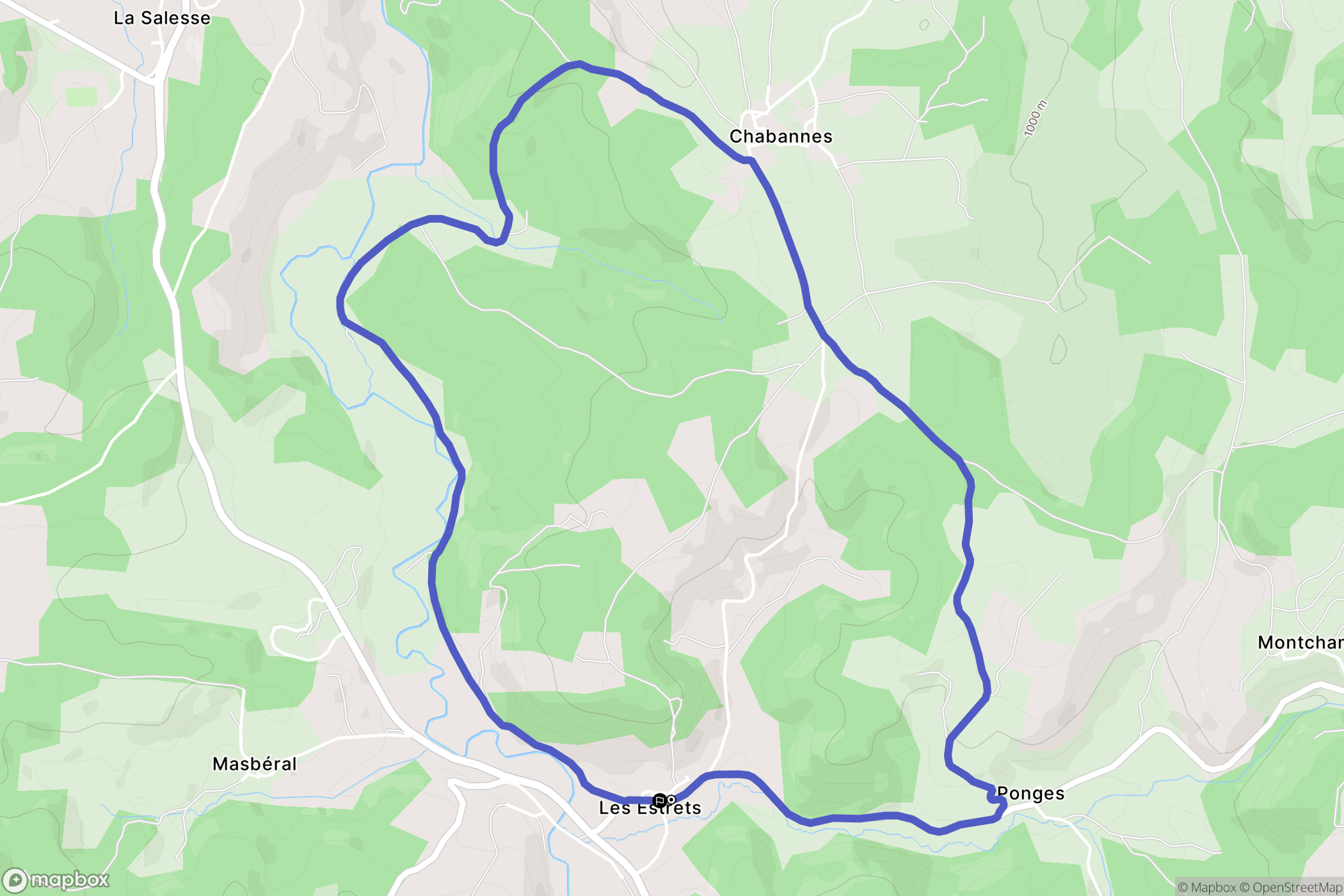 Fontans : carte du parcours de randonnée - France