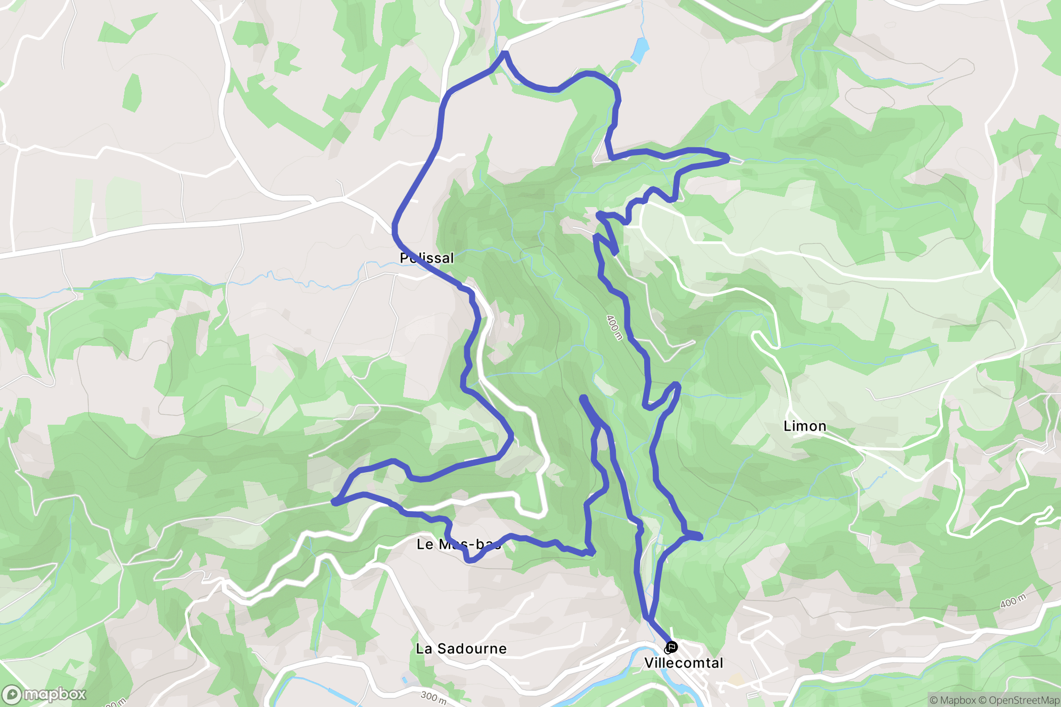 Villecomtal : carte du parcours de randonnée - France