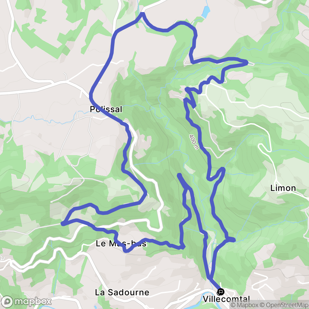 Villecomtal : carte du parcours de randonnée - France
