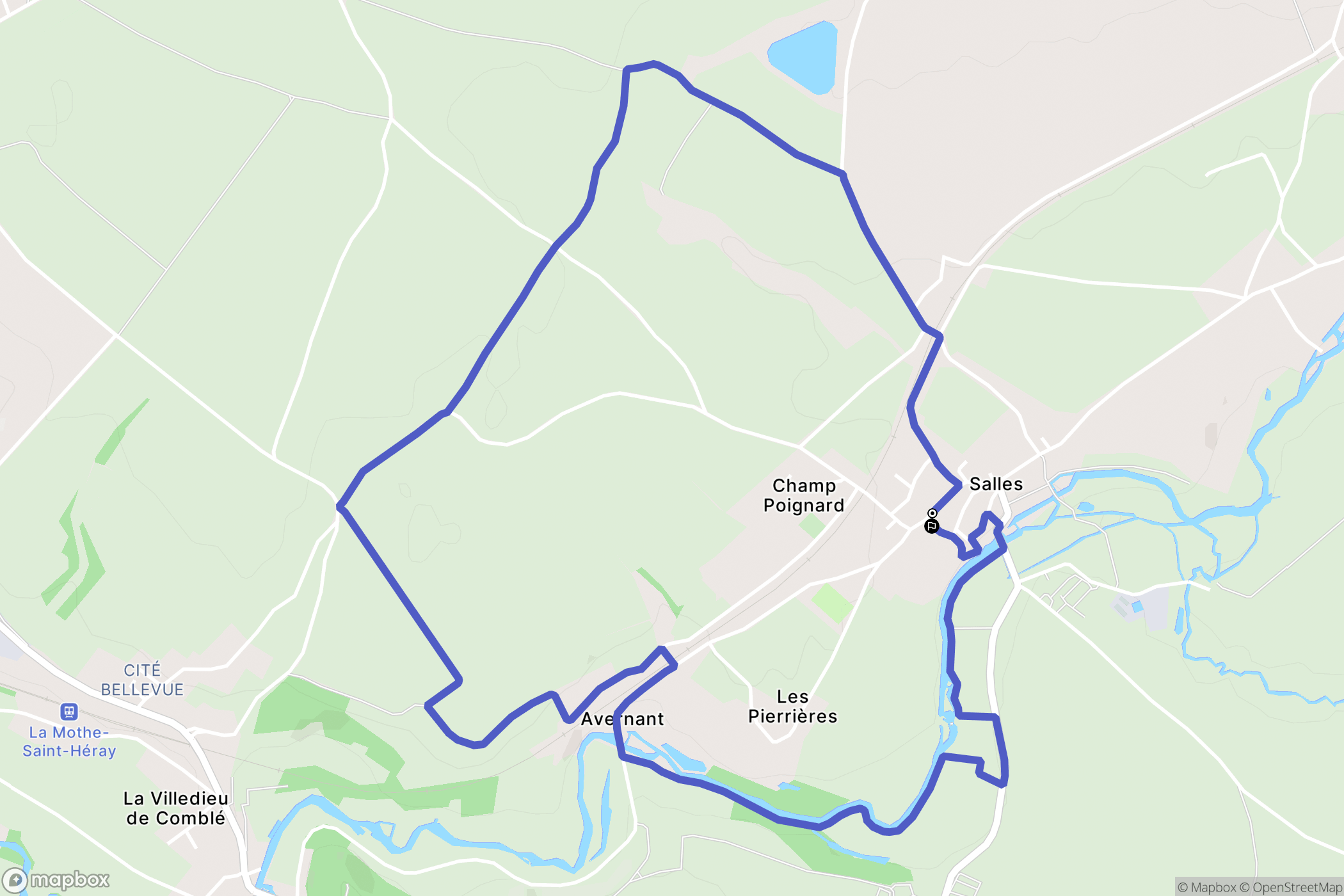 Salles : carte du parcours de randonnée - France