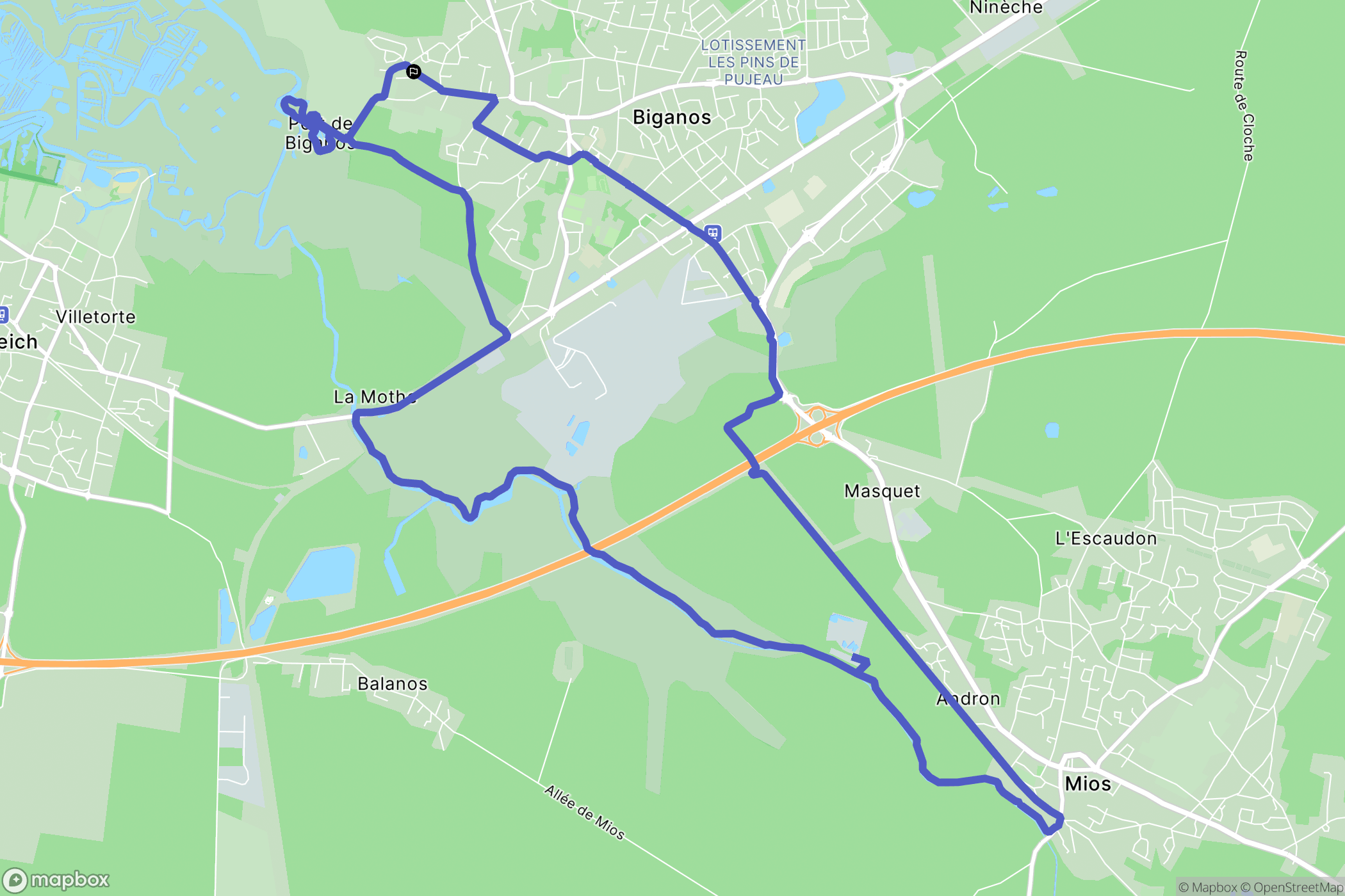 Biganos : carte du parcours de randonnée - France