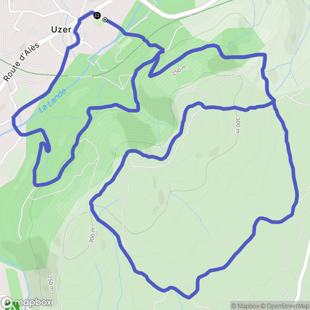 Uzer : carte du parcours de randonnée - France